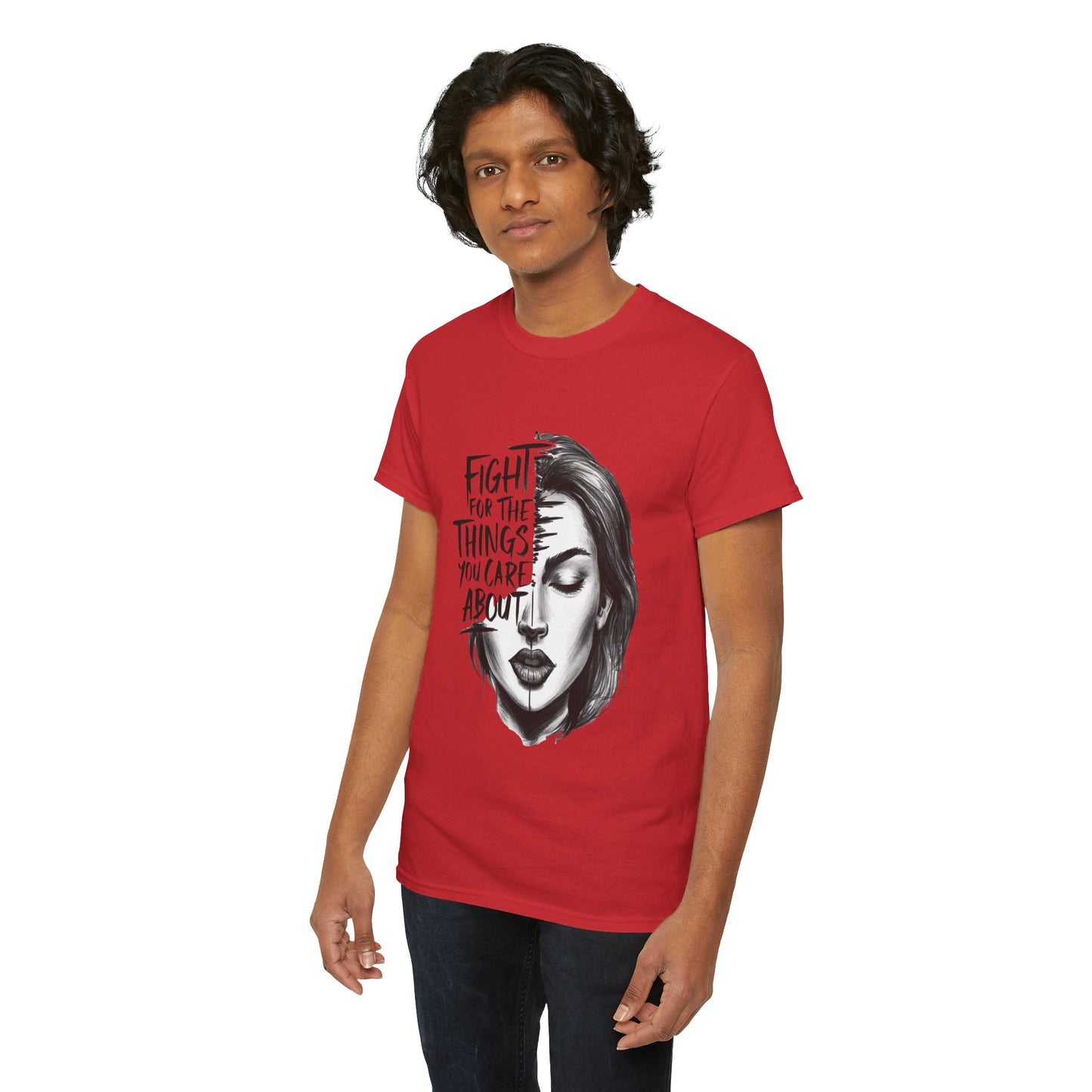 Fight Printed T Shirt with Hearts