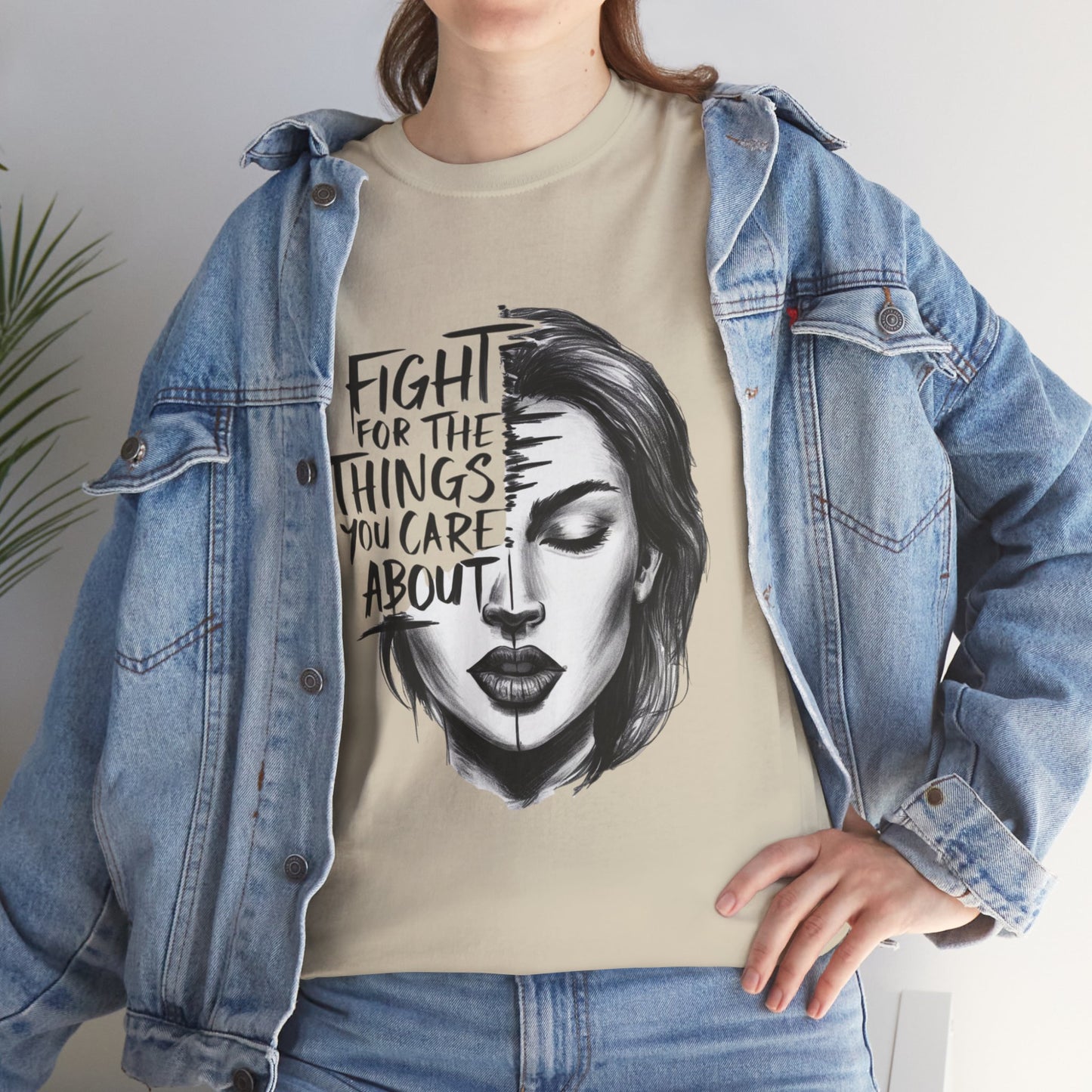 Fight Printed T Shirt with Hearts