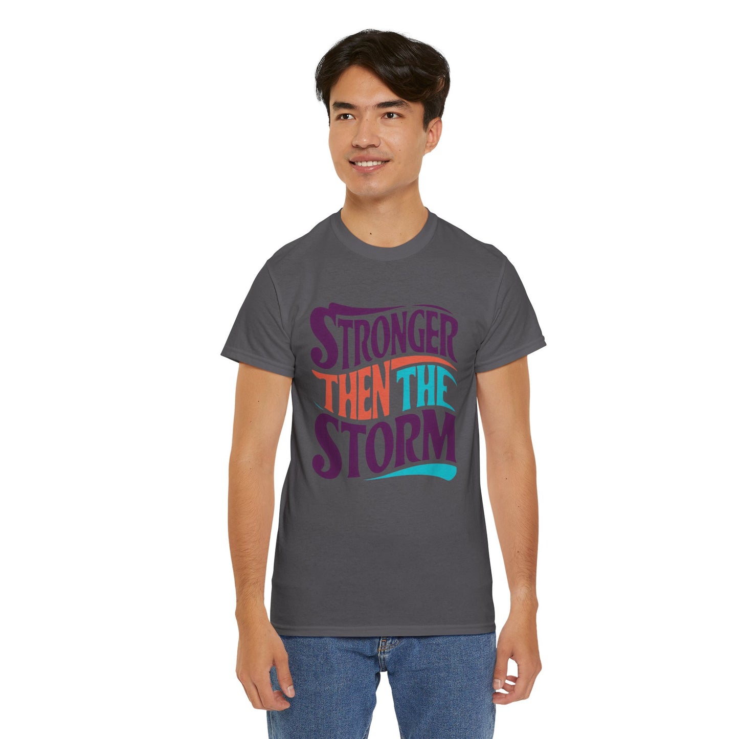 Stronger Then  Printed T Shirt with Hearts