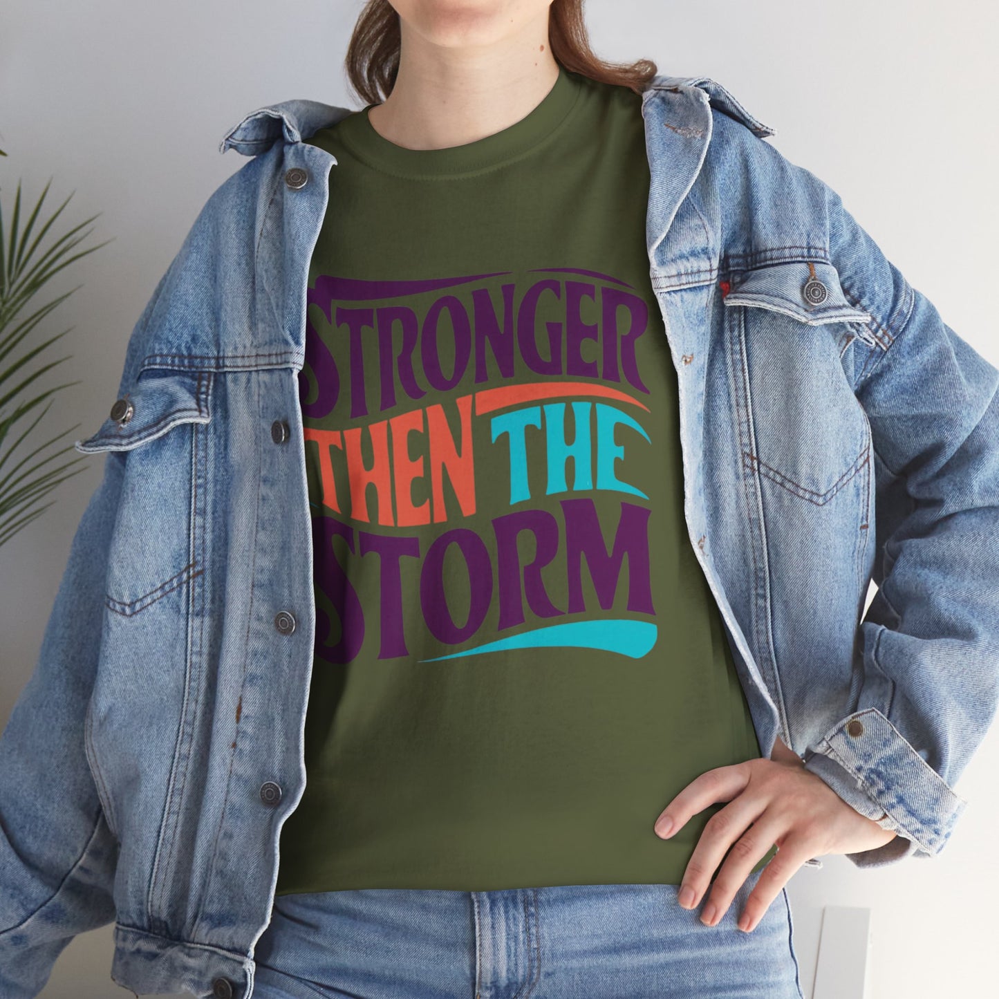 Stronger Then  Printed T Shirt with Hearts