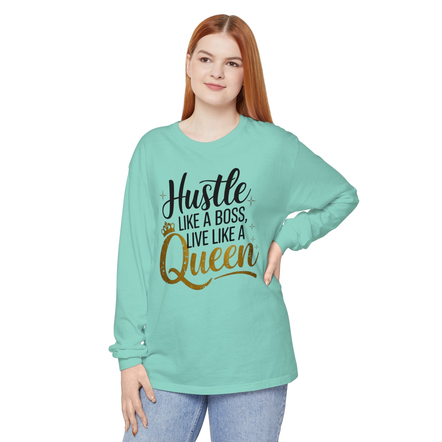 Hustle Women Garment-dyed Long Sleeve T-Shirt