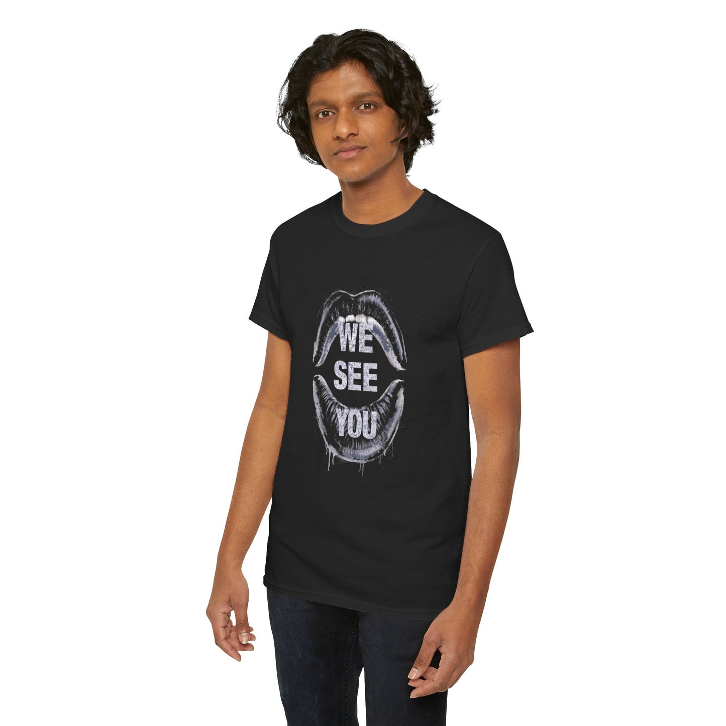 WE See You Printed T Shirt with Hearts