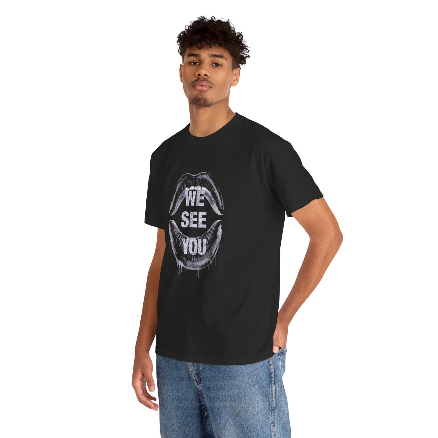 WE See You Printed T Shirt with Hearts