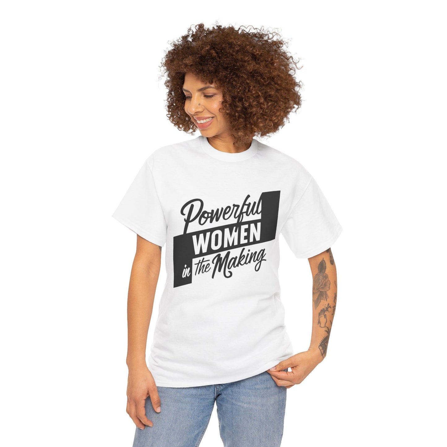 Powerful Women Printed T Shirt with Hearts
