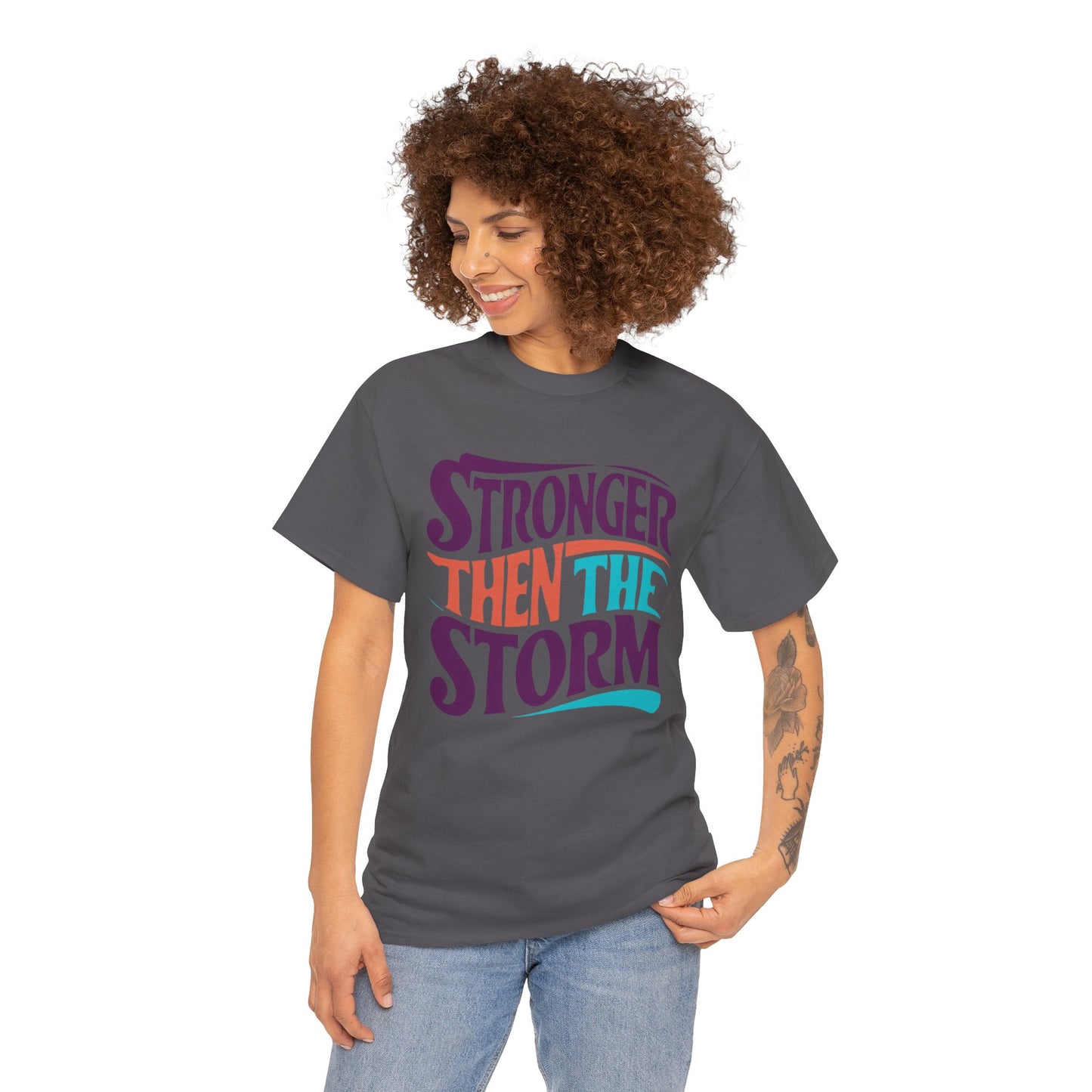 Stronger Then  Printed T Shirt with Hearts
