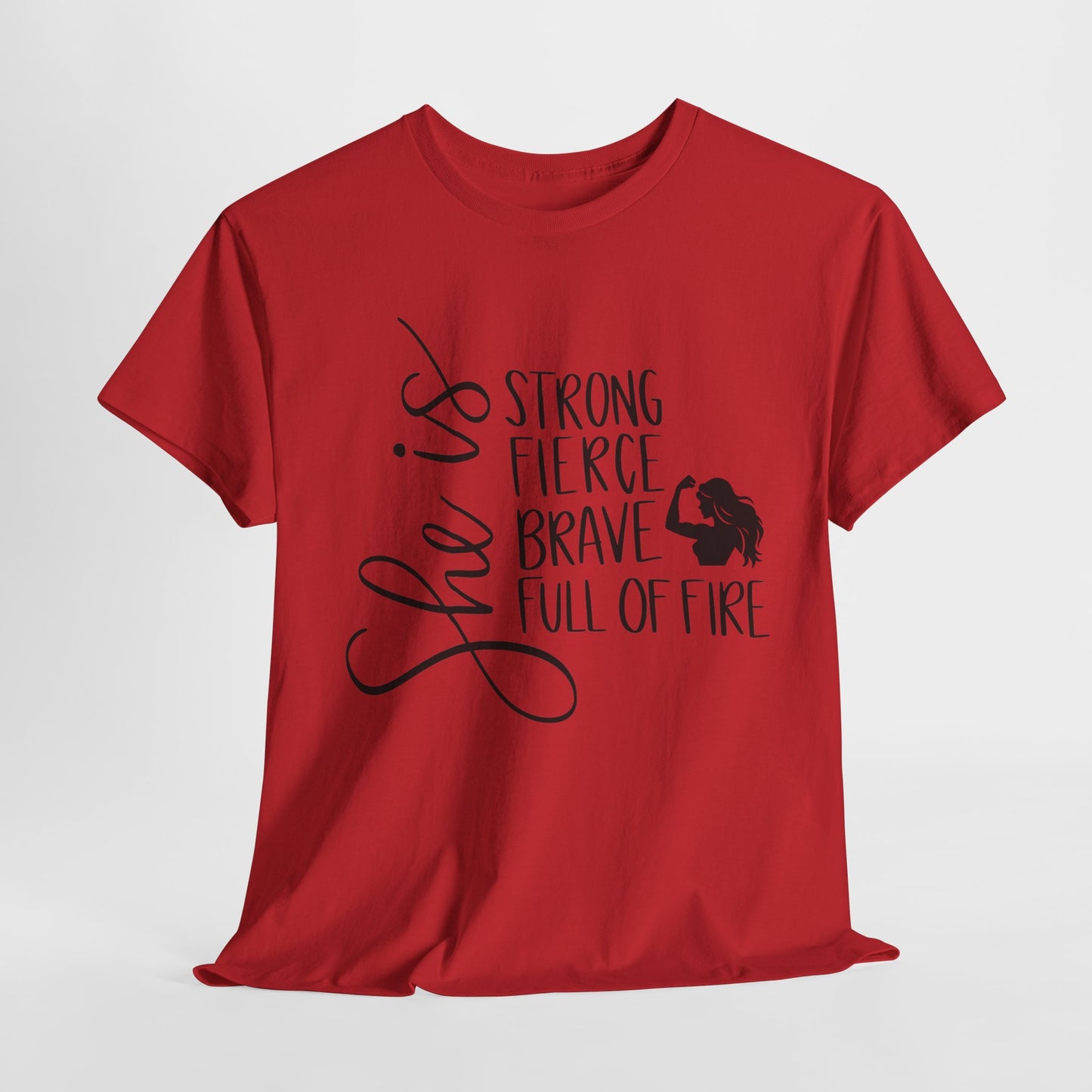 She Is Strong Printed T Shirt with Hearts