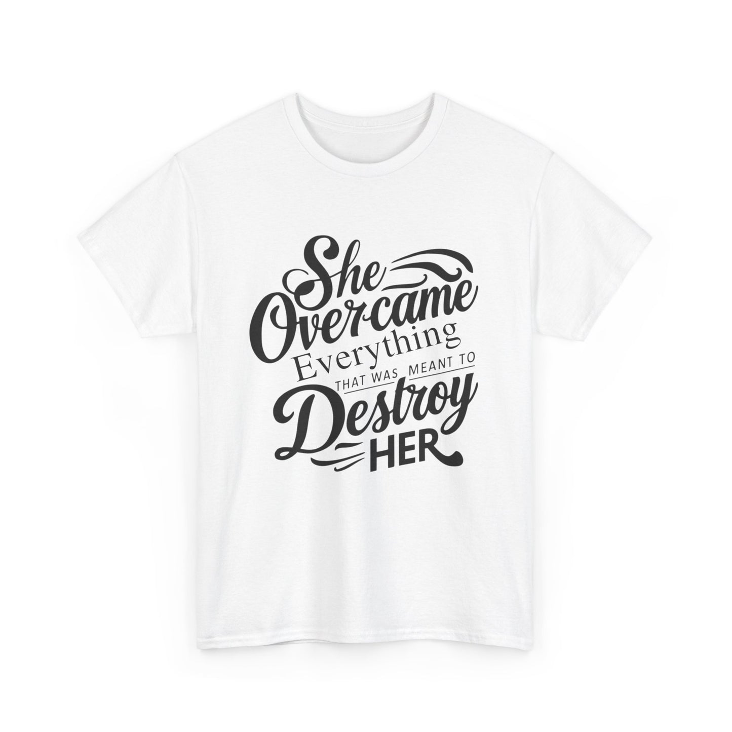 She Overcame Printed T Shirt with Hearts