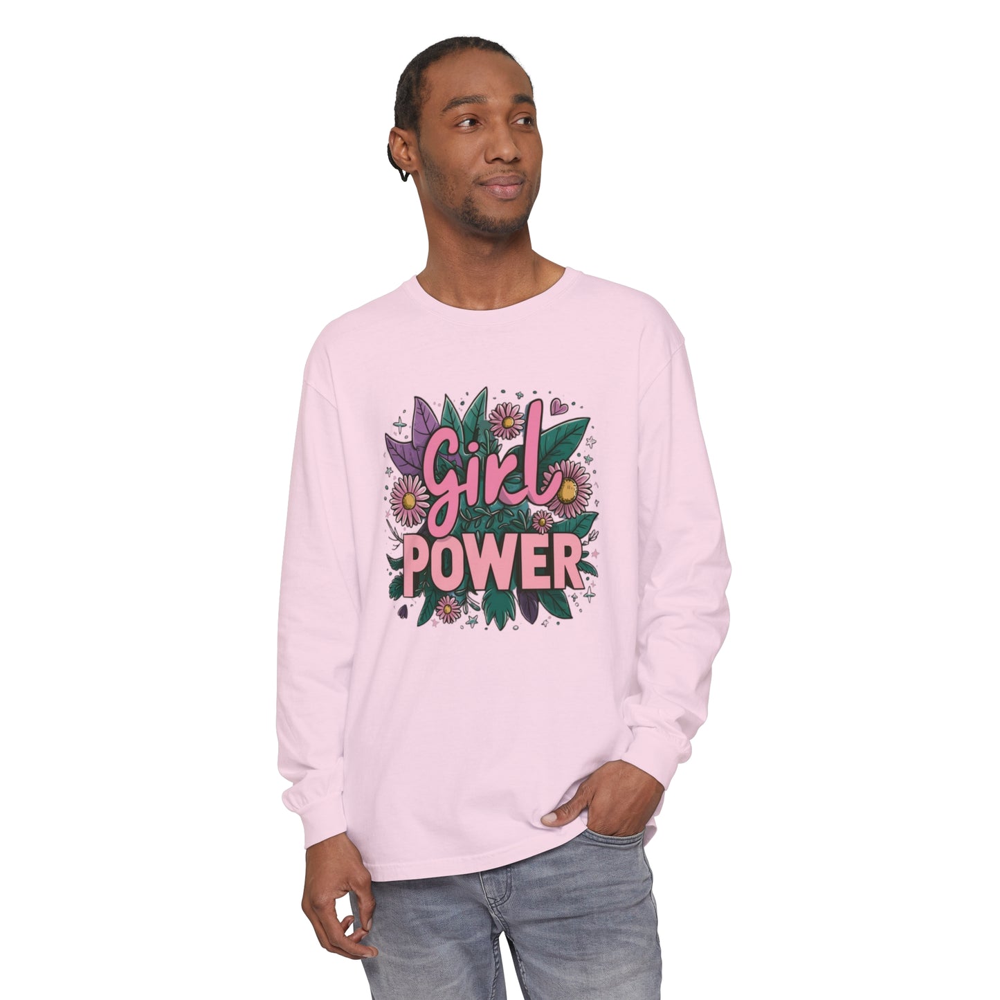 Girl Power Women Garment-dyed Long Sleeve T-Shirt