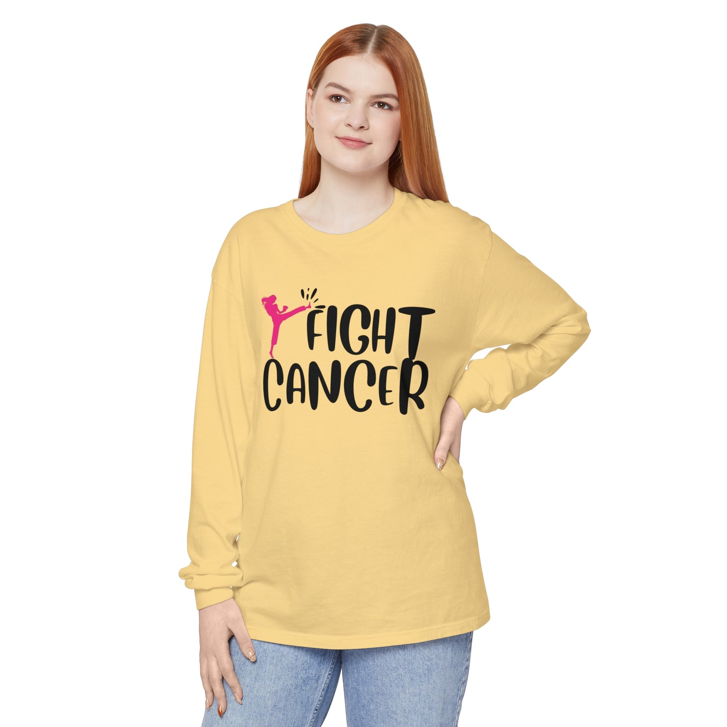 Fight Cancer Unisex Garment-dyed Long Sleeve T-Shirt