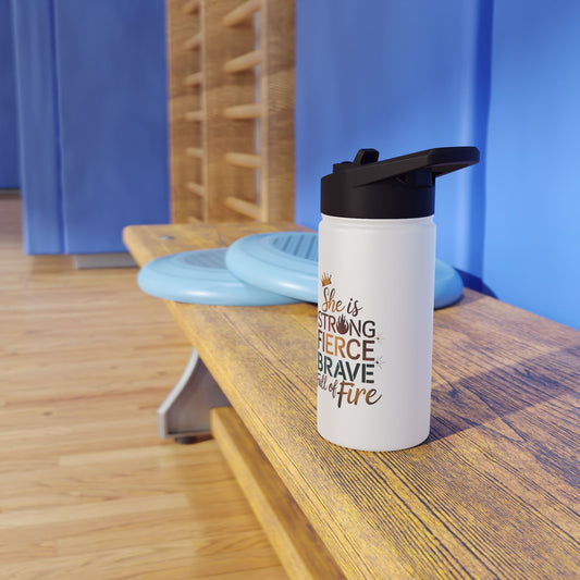 she is strong Stainless Steel Water Bottle, Standard Lid