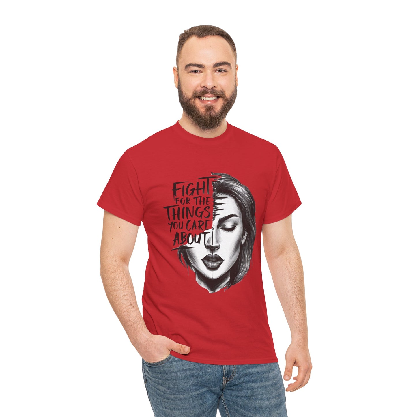 Fight Printed T Shirt with Hearts