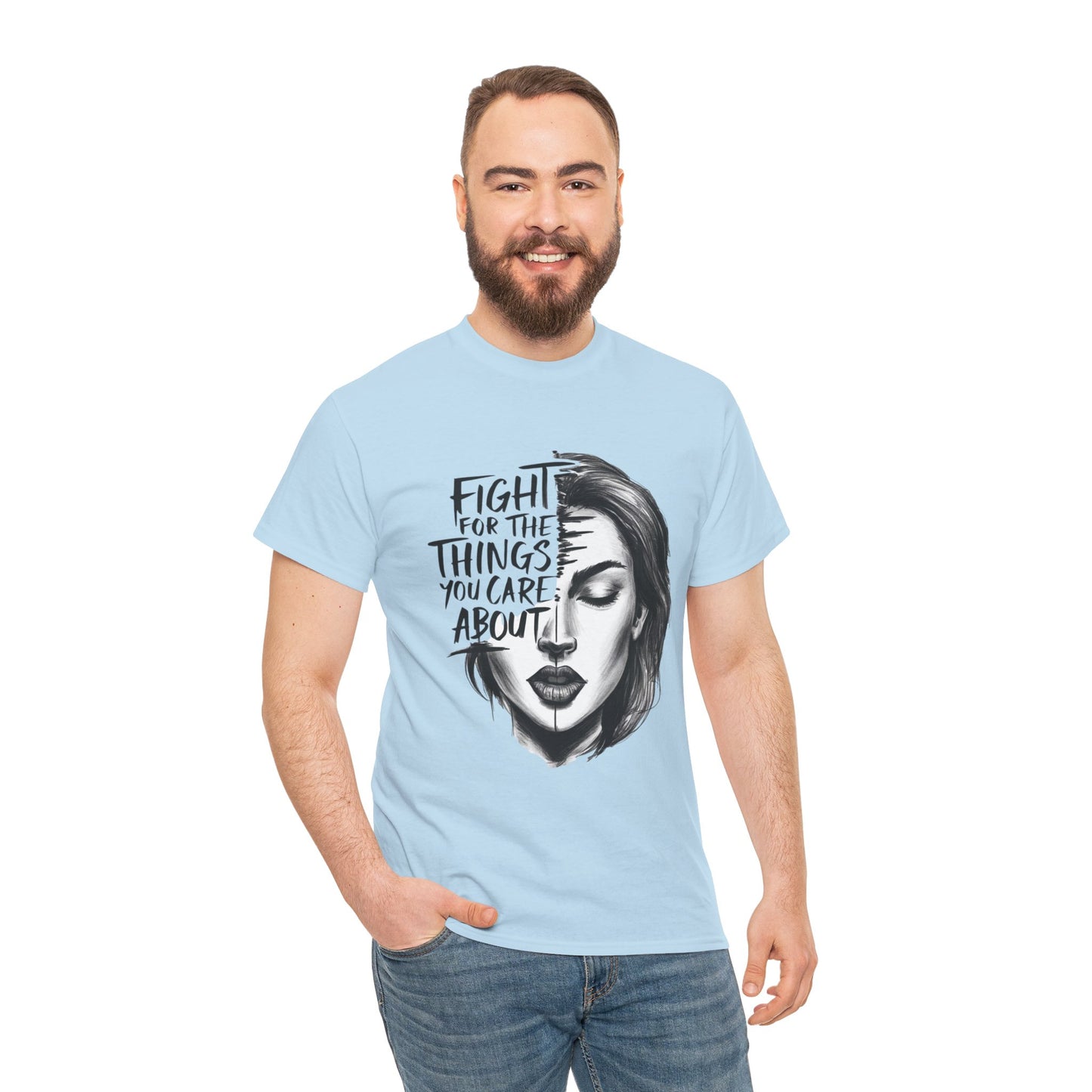 Fight Printed T Shirt with Hearts