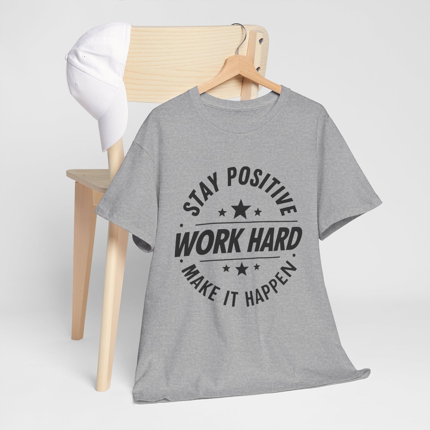 Stay Positive Printed T Shirt with Hearts
