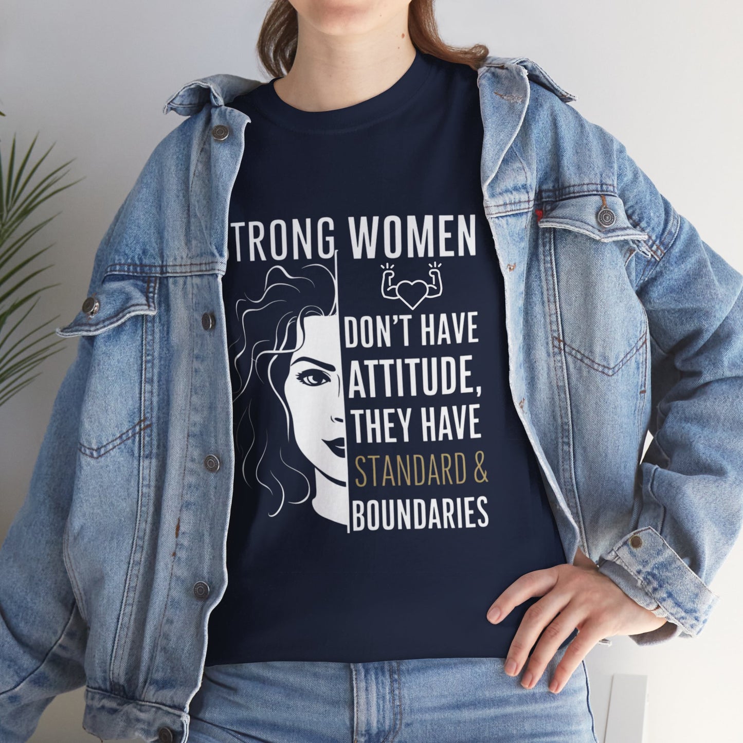 Strong Women Printed T Shirt with Hearts