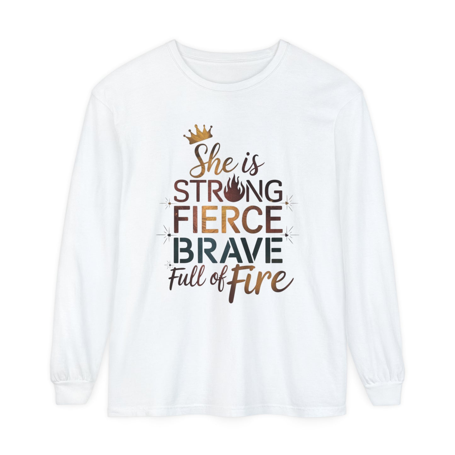 She Is Women Garment-dyed Long Sleeve T-Shirt