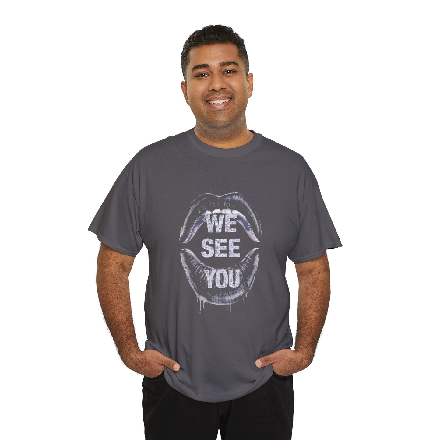 WE See You Printed T Shirt with Hearts