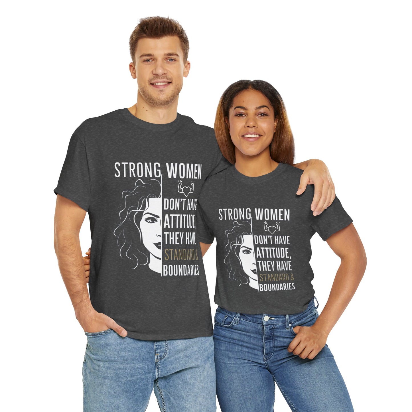 Strong Women Printed T Shirt with Hearts
