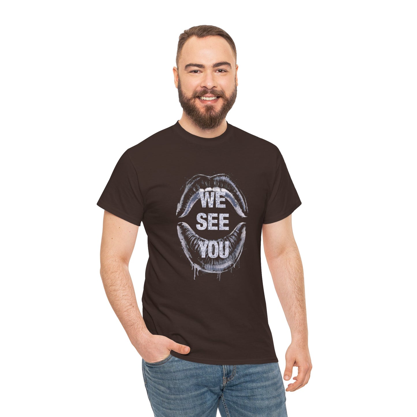 WE See You Printed T Shirt with Hearts