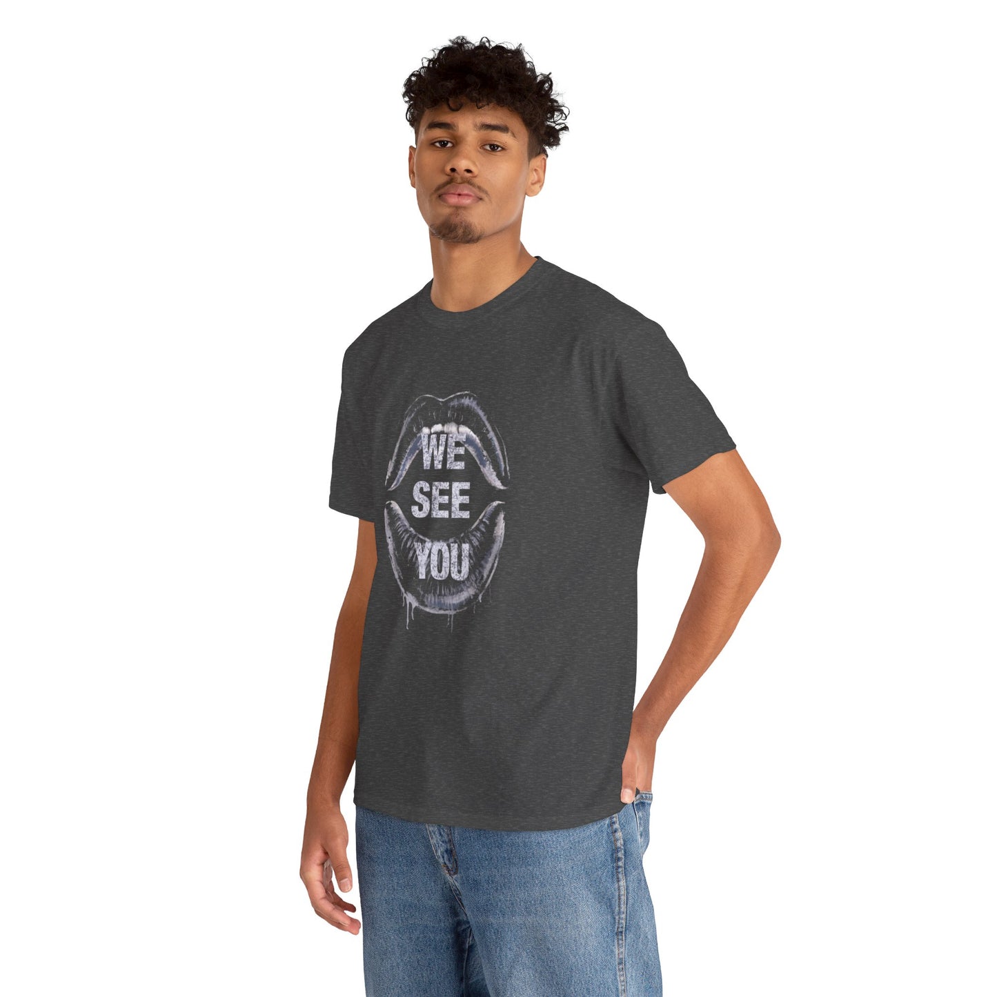 WE See You Printed T Shirt with Hearts