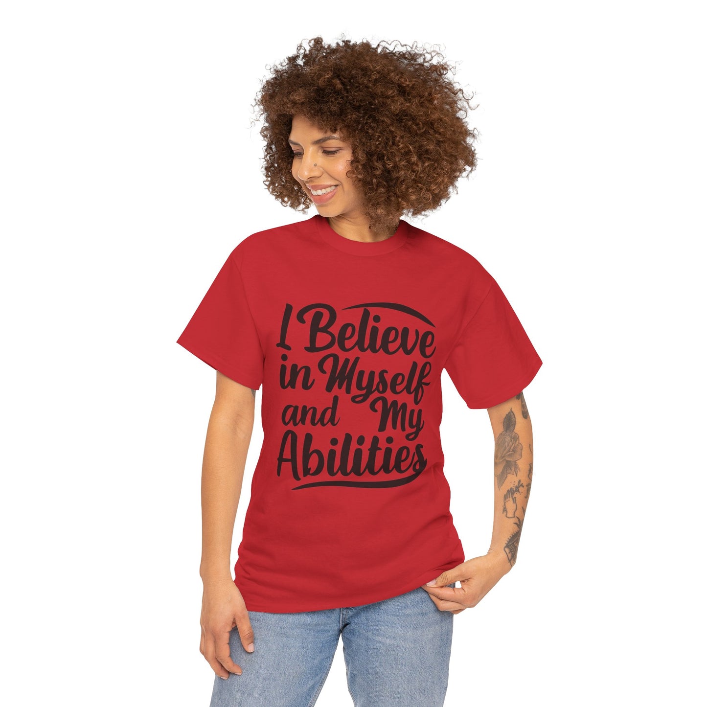 I Believe Printed T Shirt with Hearts