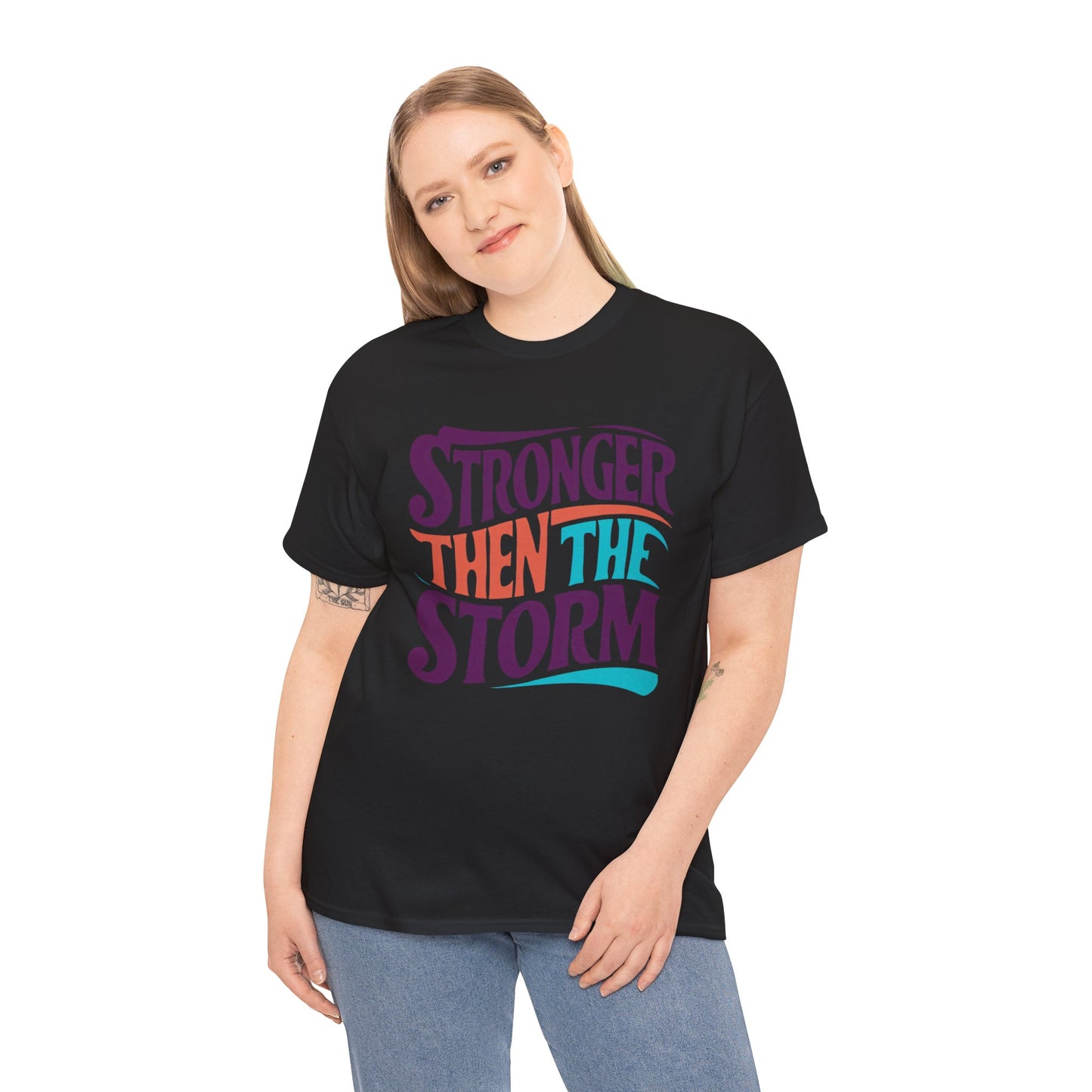 Stronger Then  Printed T Shirt with Hearts