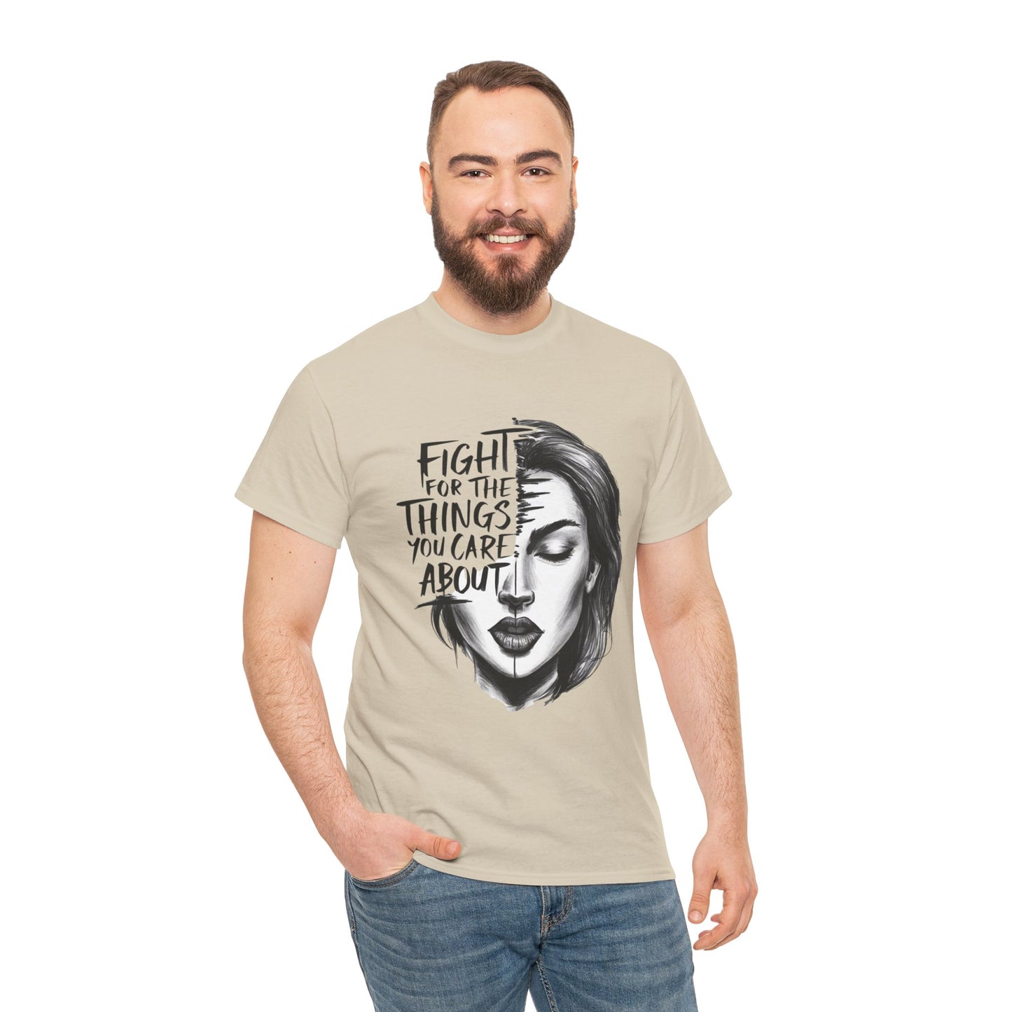 Fight Printed T Shirt with Hearts