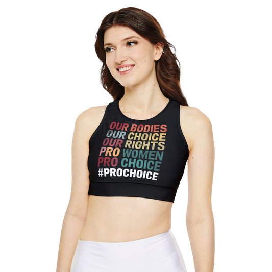 Our Bodies Fully Lined, Padded Sports Bra (AOP)