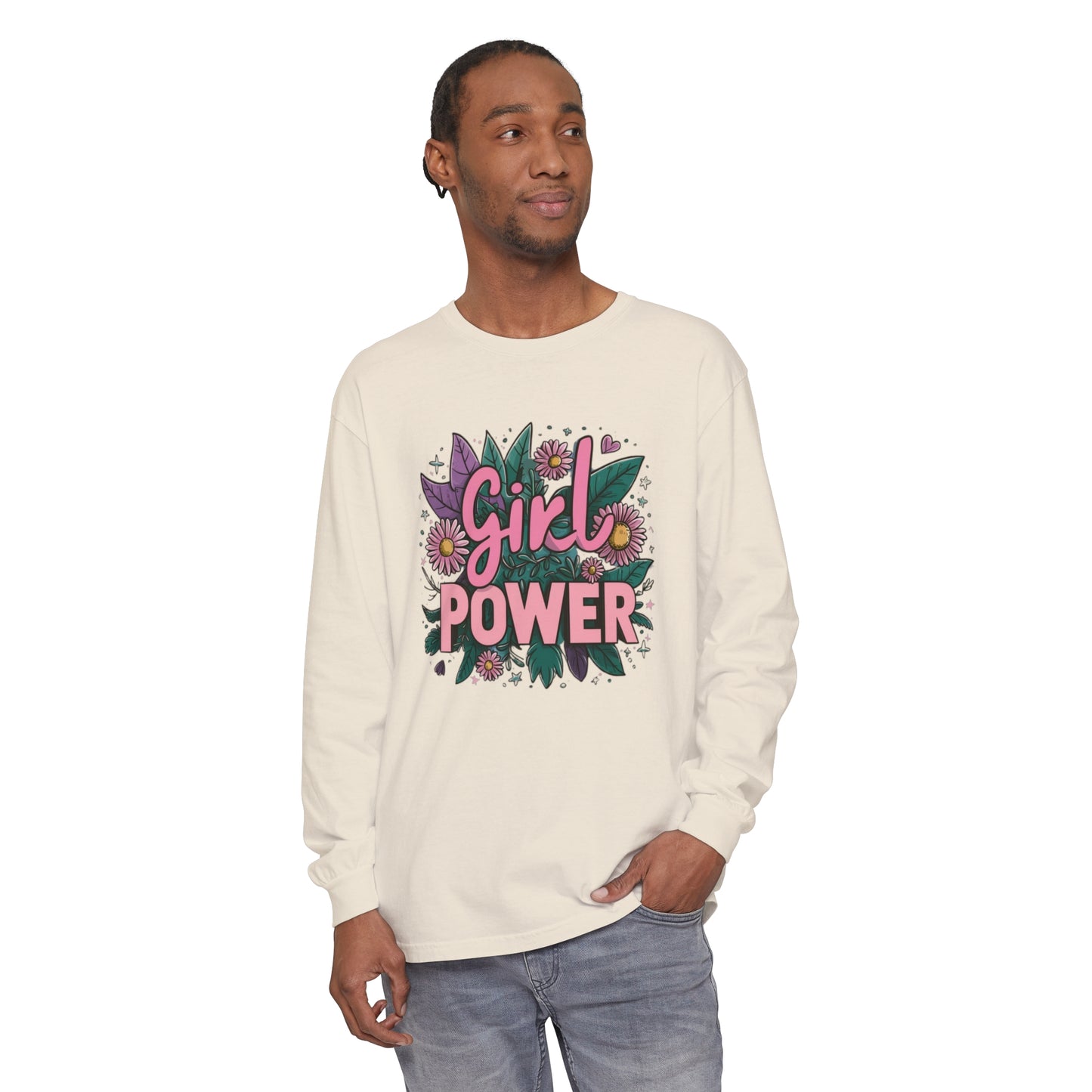 Girl Power Women Garment-dyed Long Sleeve T-Shirt