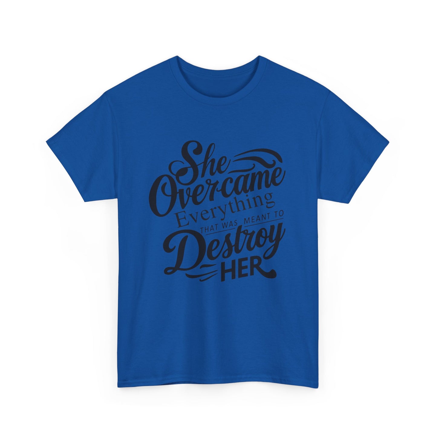 She Overcame Printed T Shirt with Hearts