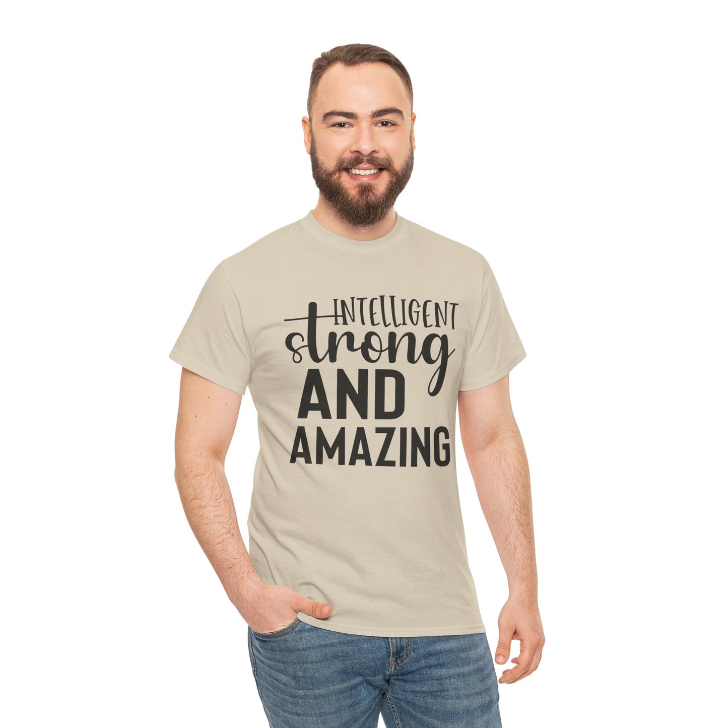 Intelligent Strong Printed T Shirt with Hearts