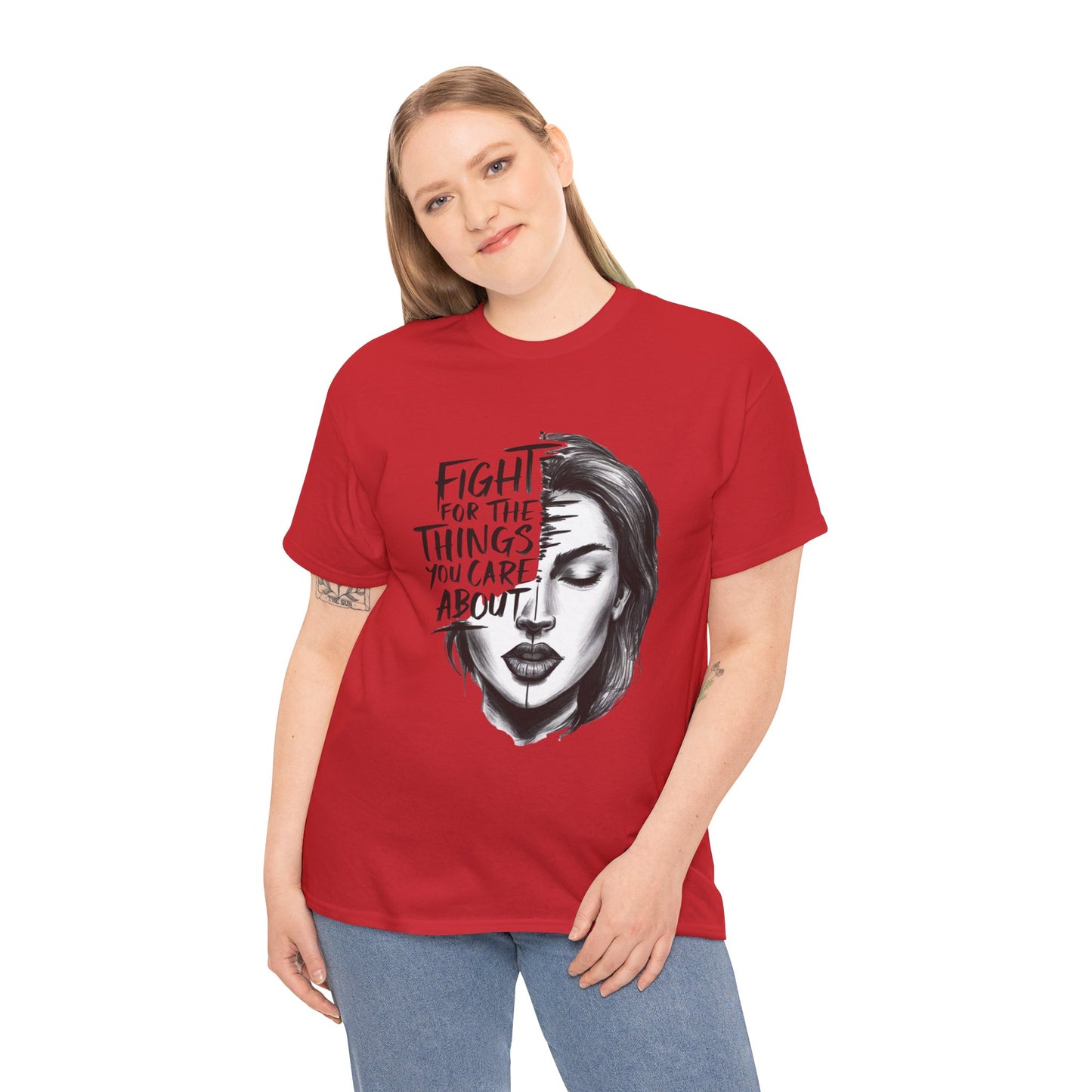 Fight Printed T Shirt with Hearts