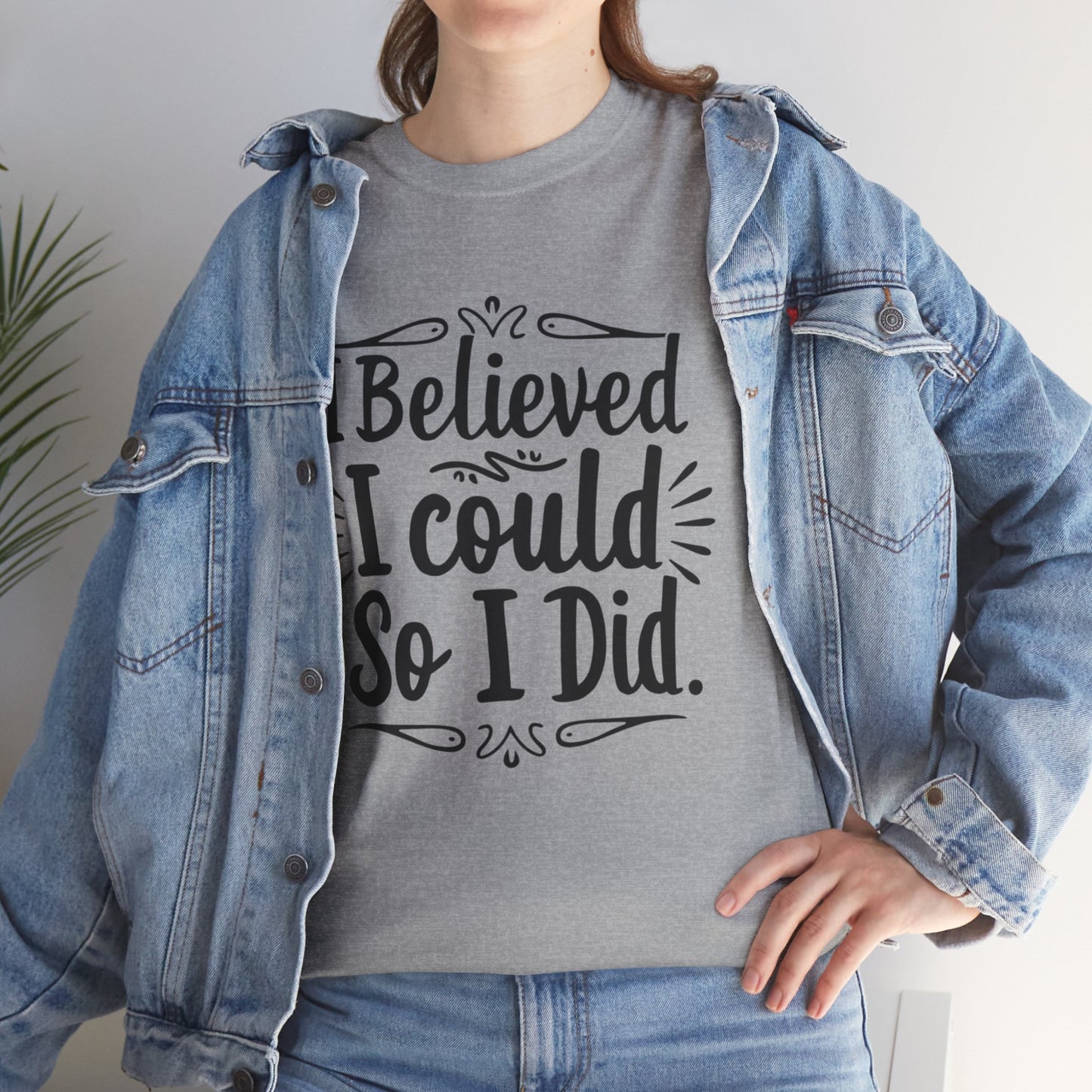 I Believed Printed T Shirt with Hearts