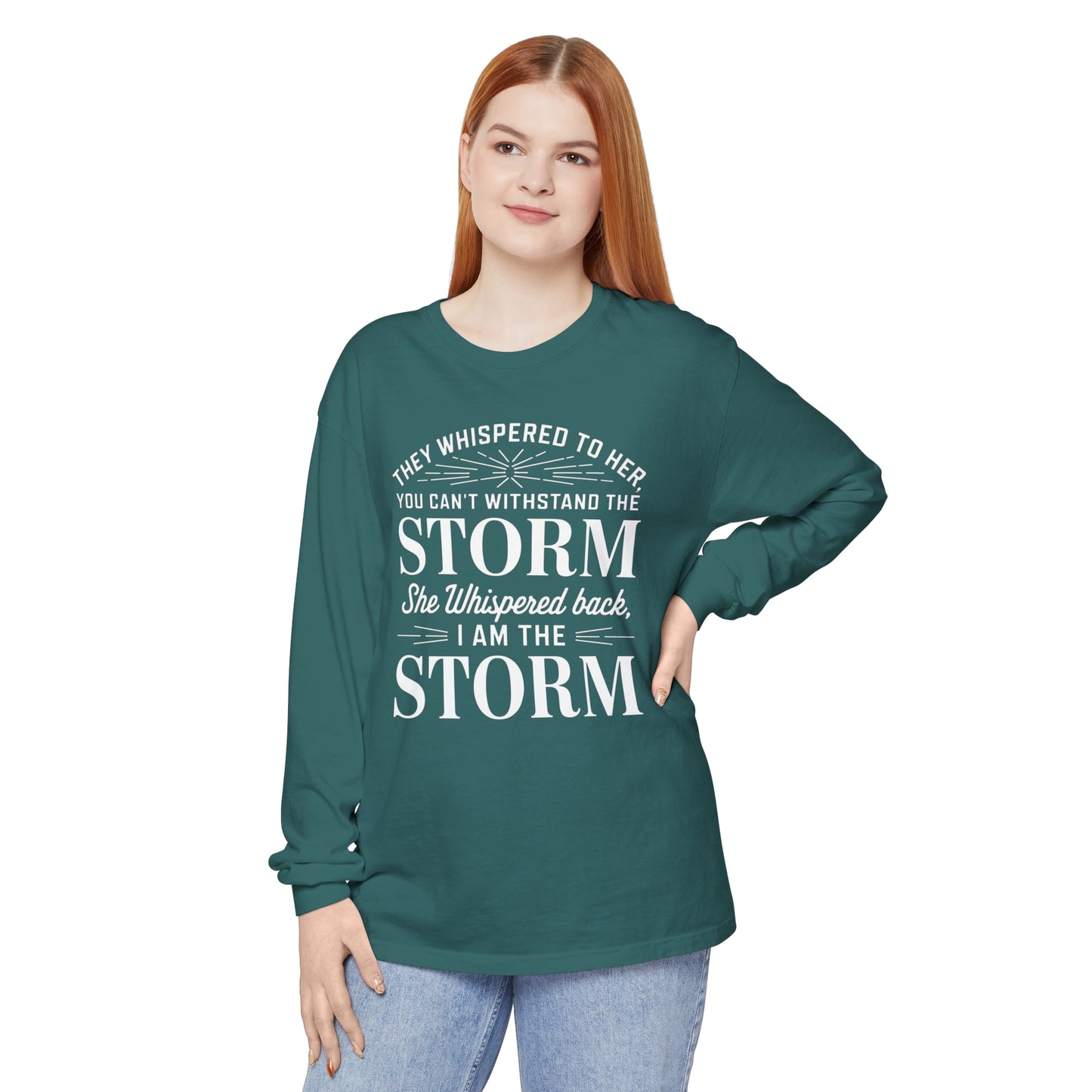 They Whispered Women Garment-dyed Long Sleeve T-Shirt