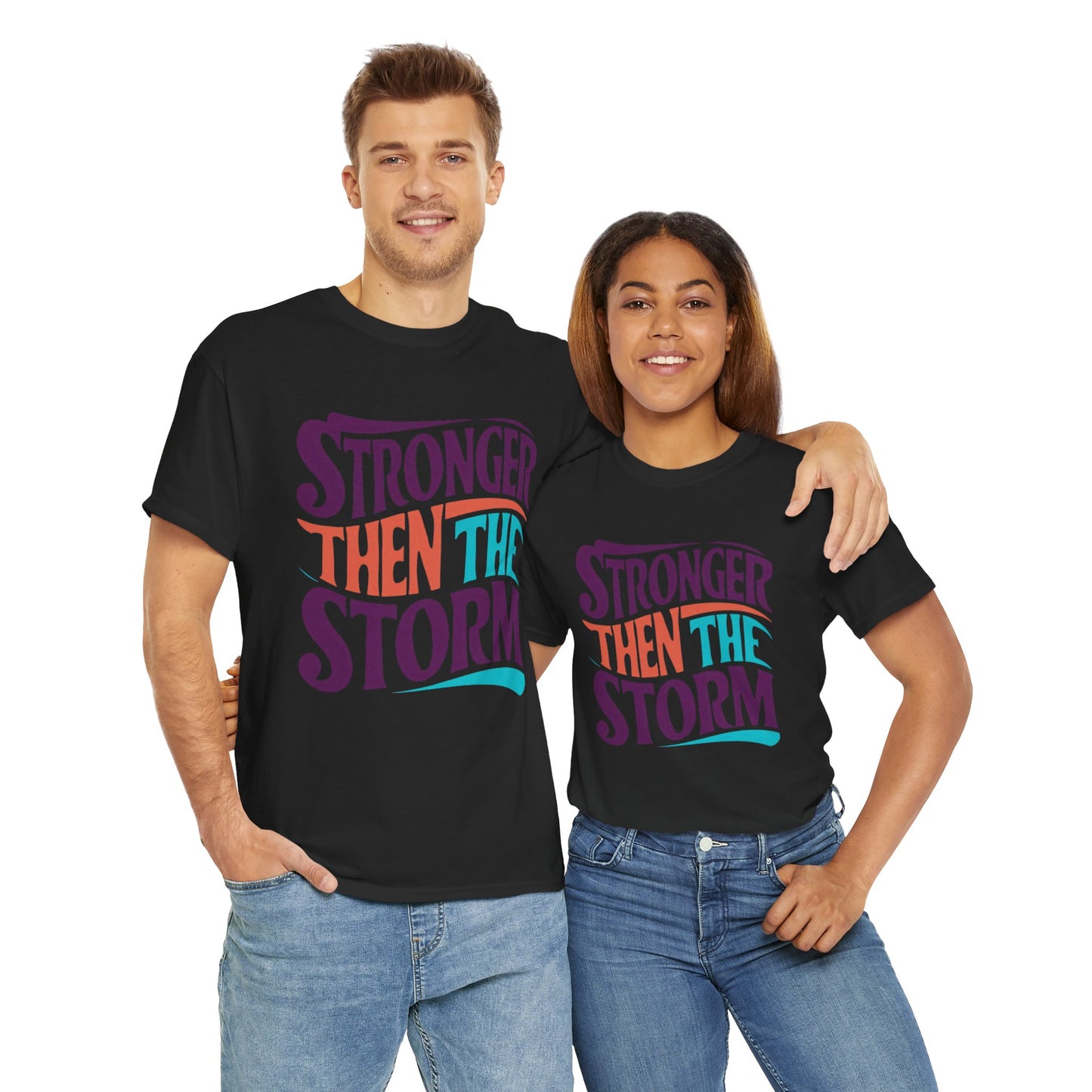 Stronger Then  Printed T Shirt with Hearts
