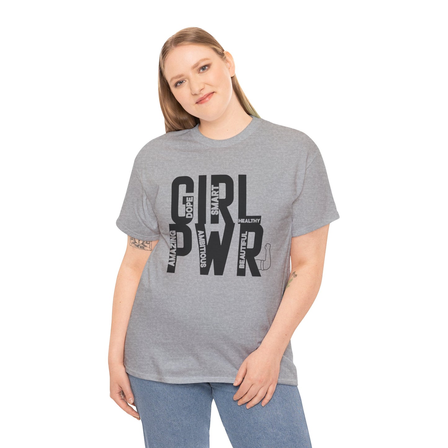 GIRL PWR Printed T Shirt with Hearts