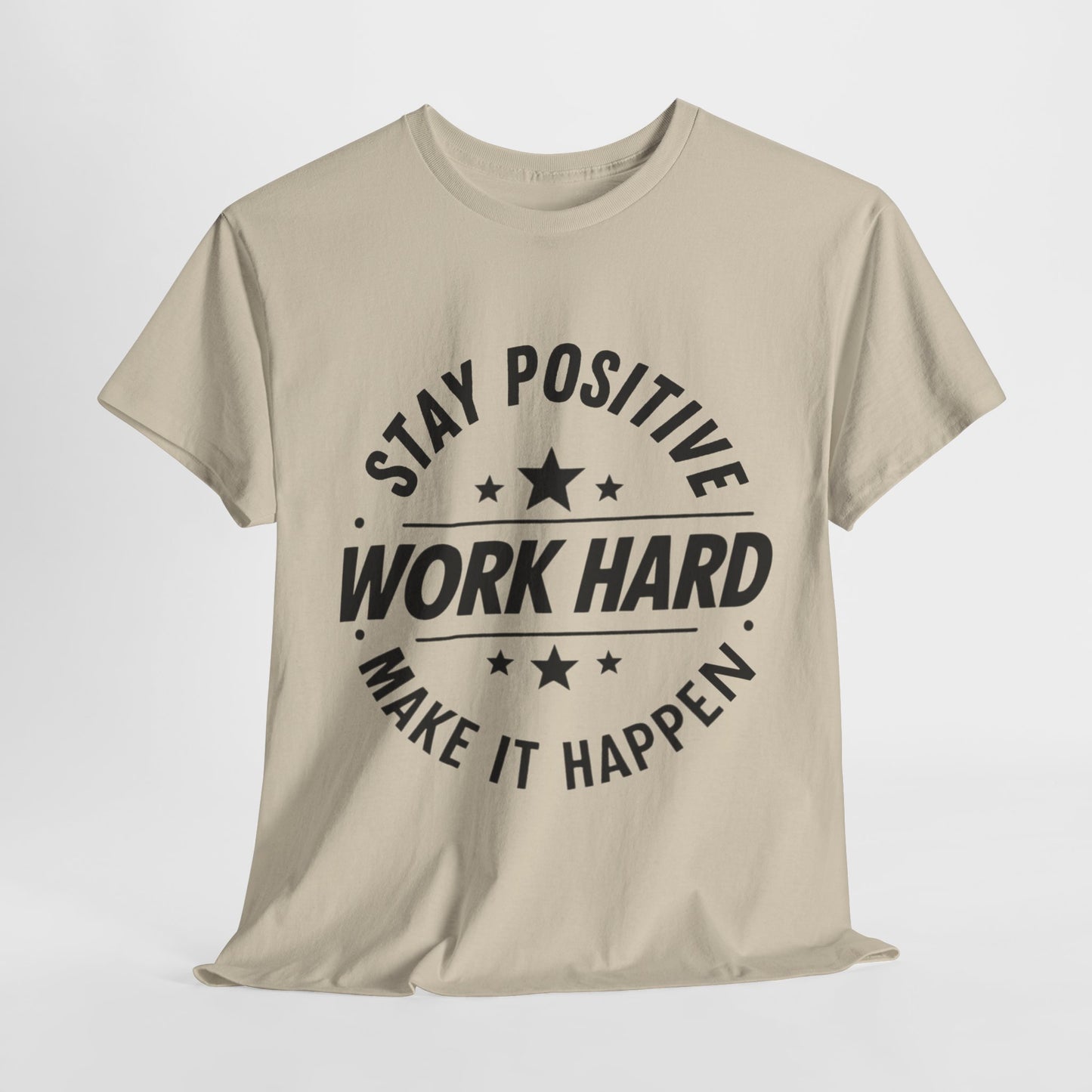 Stay Positive Printed T Shirt with Hearts