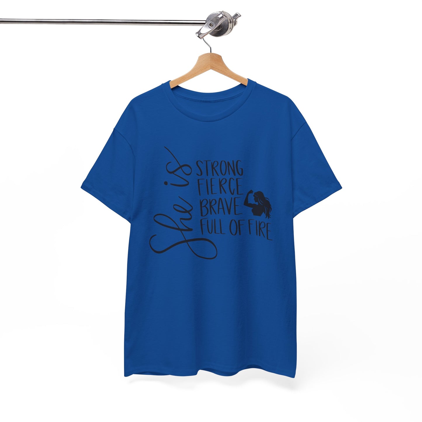 She Is Strong Printed T Shirt with Hearts