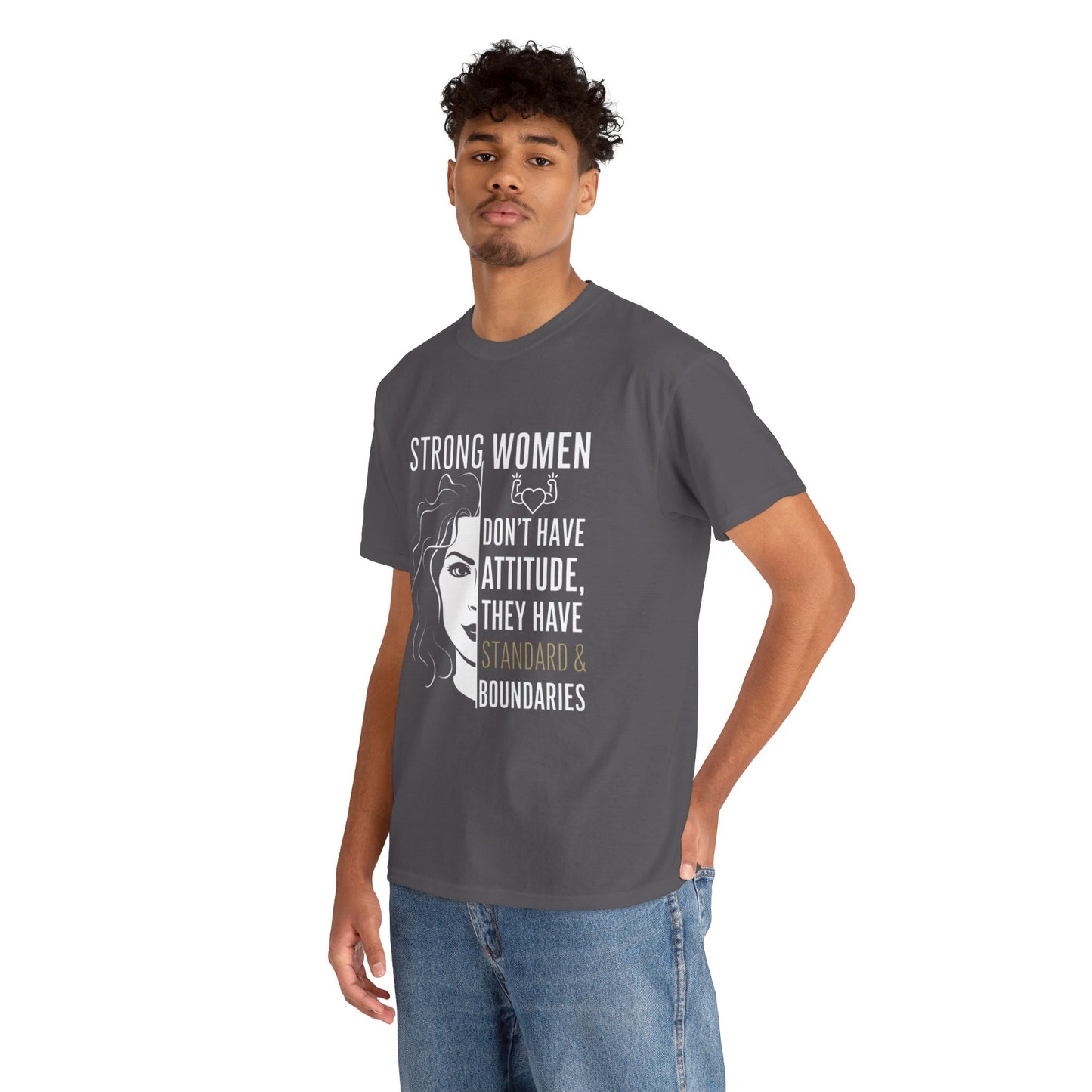 Strong Women Printed T Shirt with Hearts
