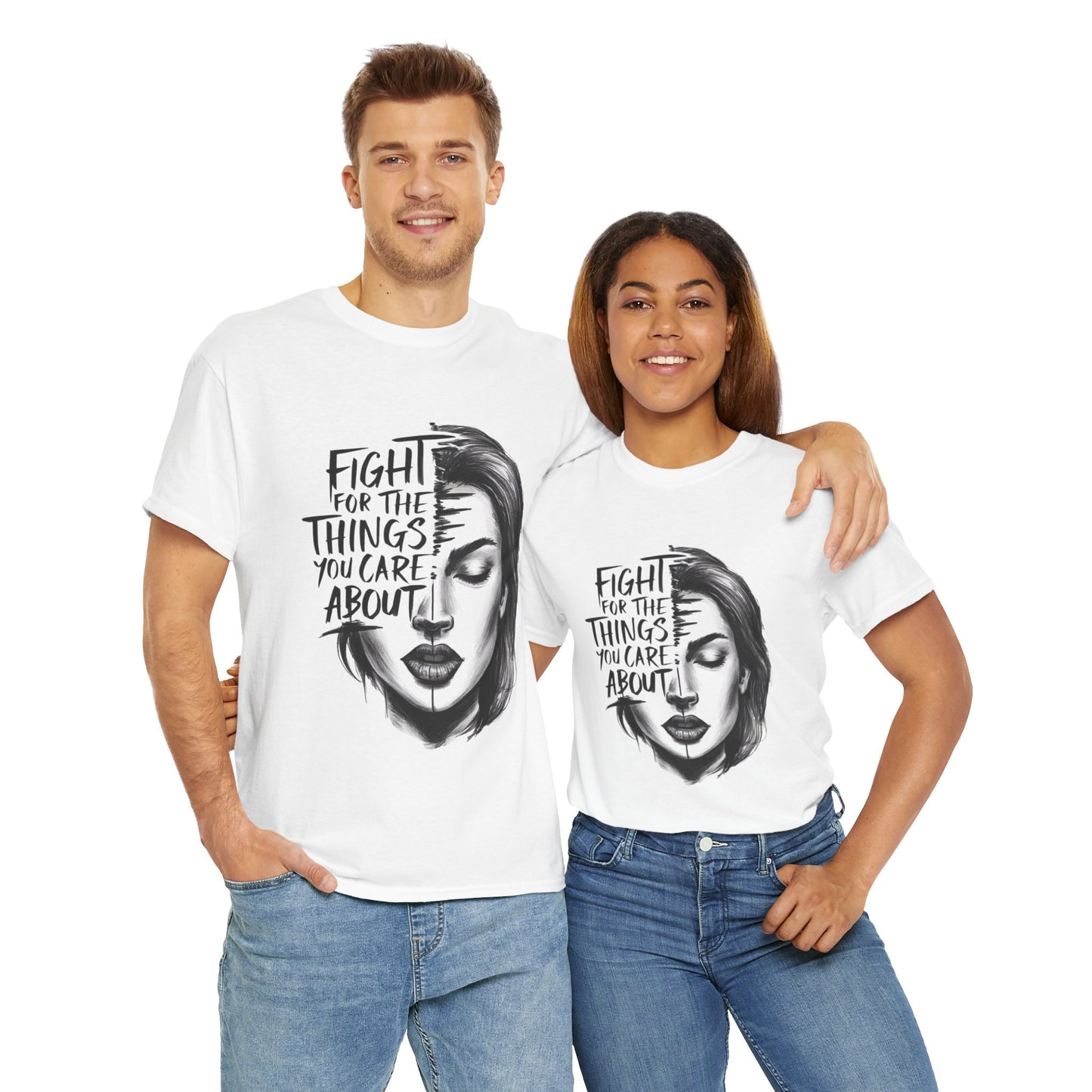 Fight Printed T Shirt with Hearts