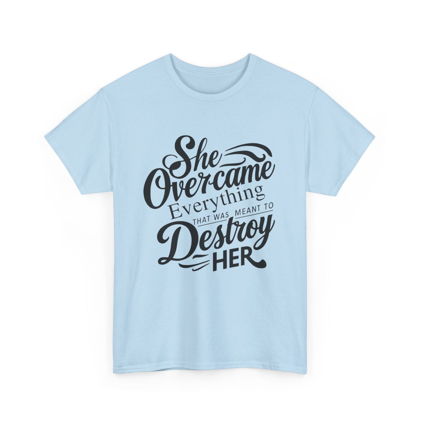 She Overcame Printed T Shirt with Hearts