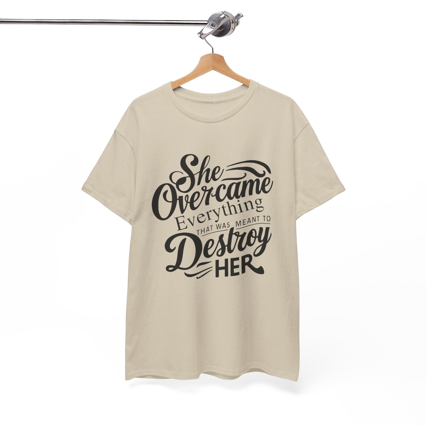 She Overcame Printed T Shirt with Hearts