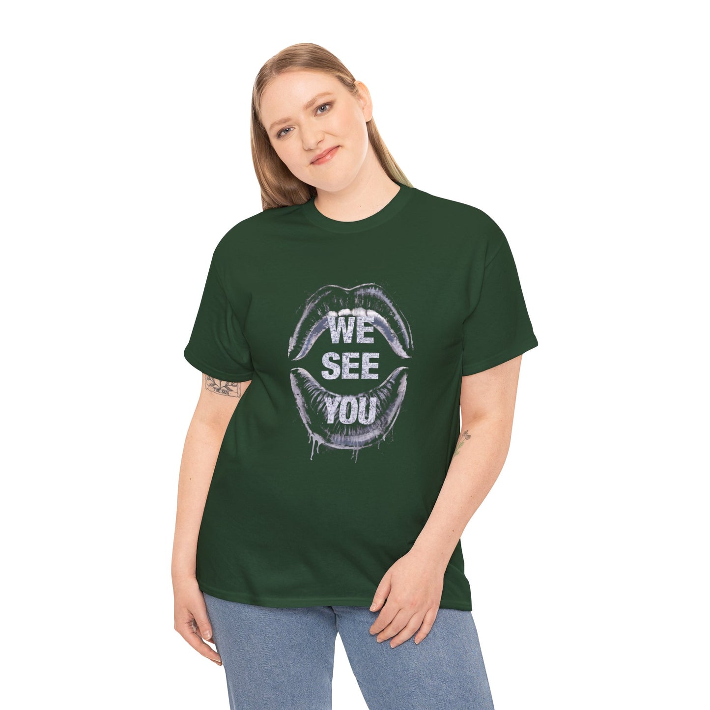 WE See You Printed T Shirt with Hearts