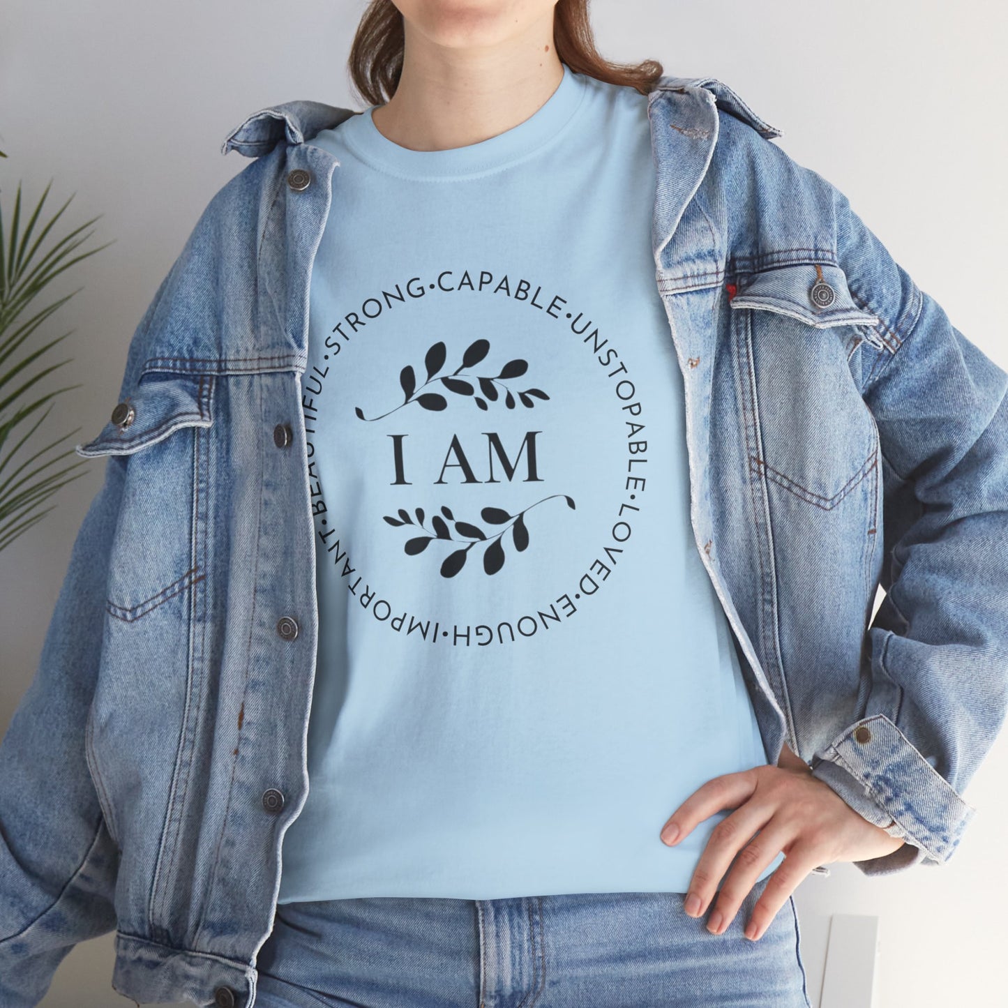 I AM Printed T Shirt with Hearts