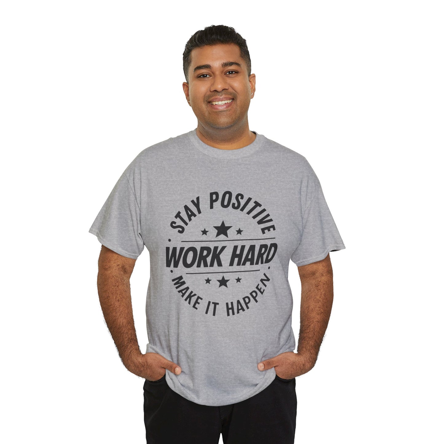Stay Positive Printed T Shirt with Hearts