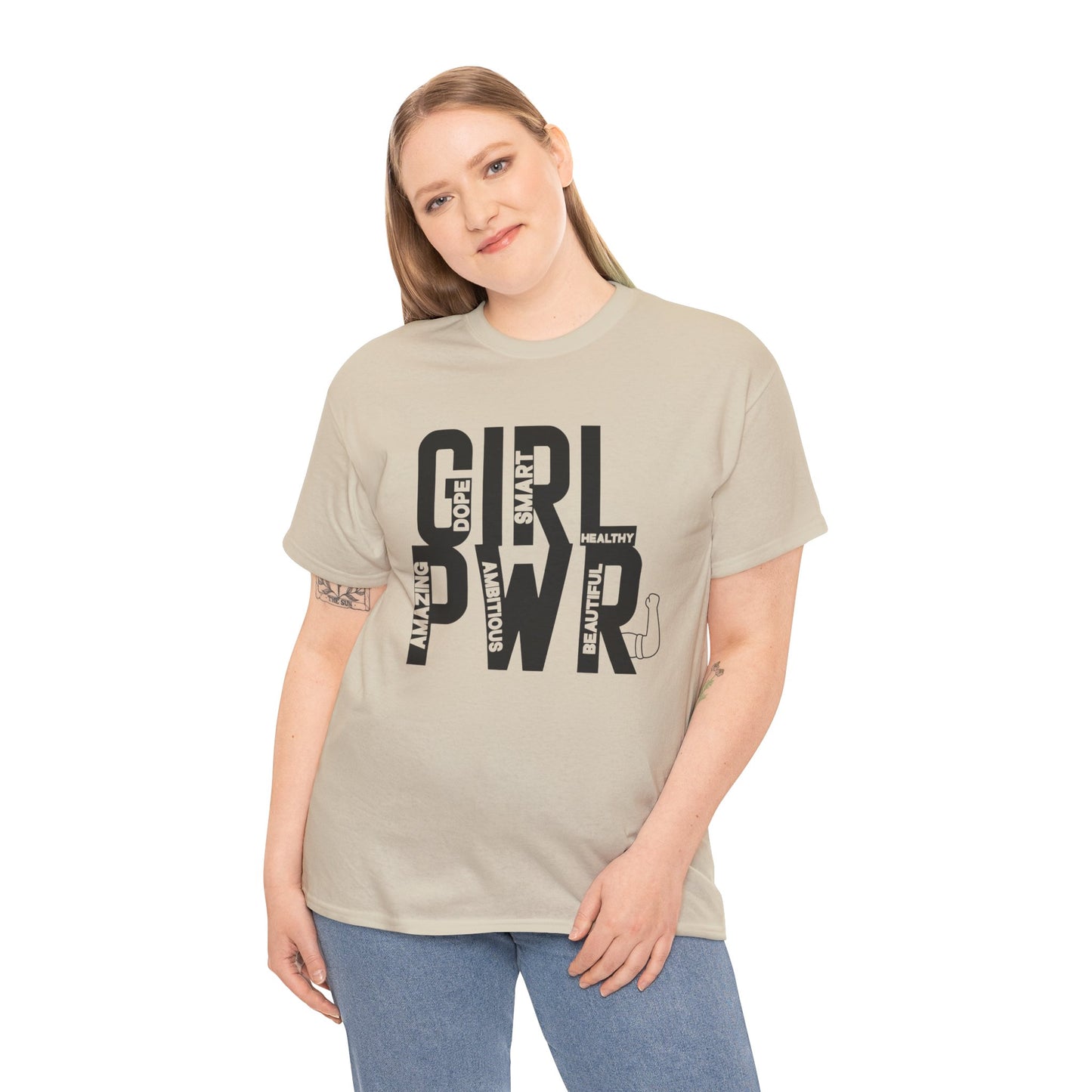 GIRL PWR Printed T Shirt with Hearts