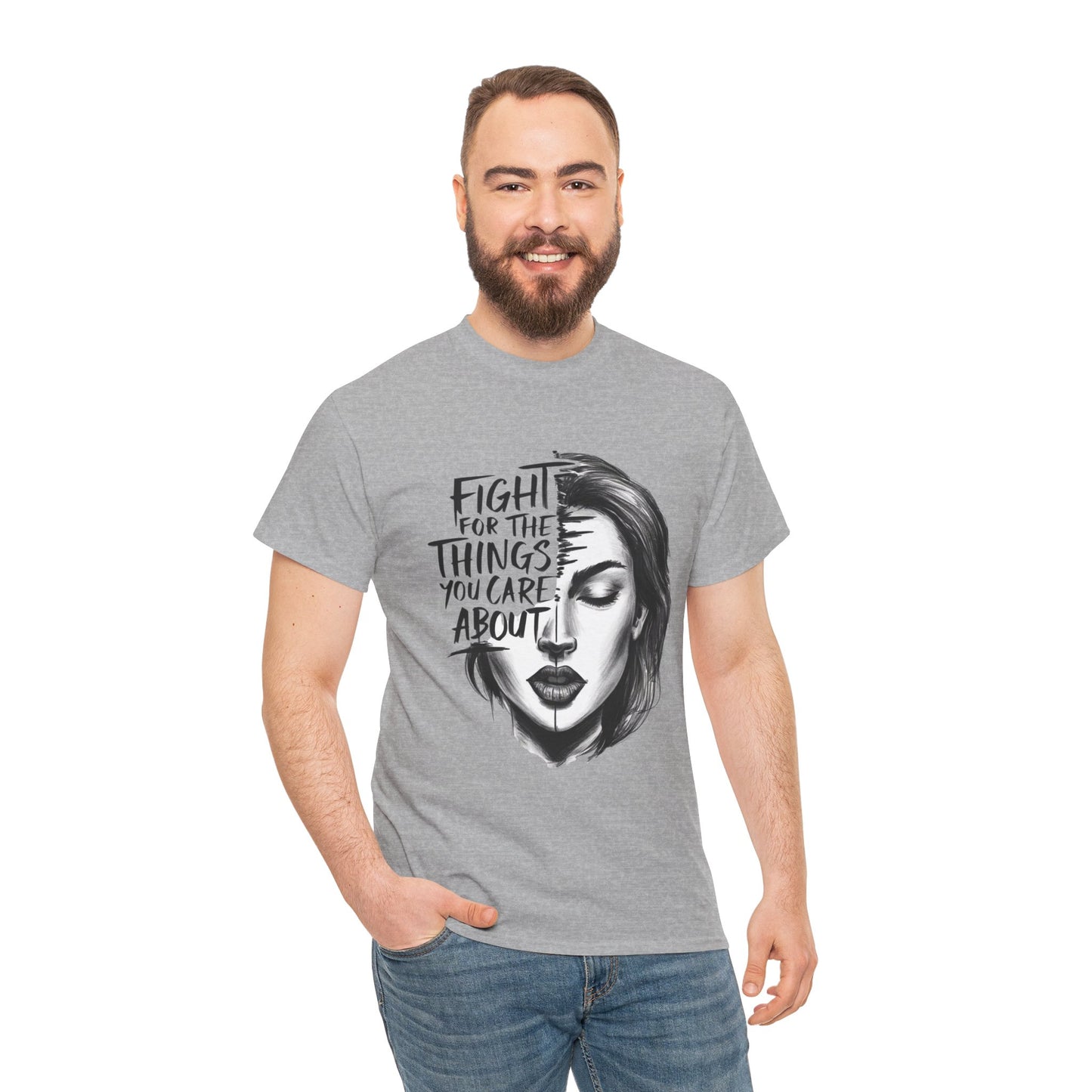 Fight Printed T Shirt with Hearts