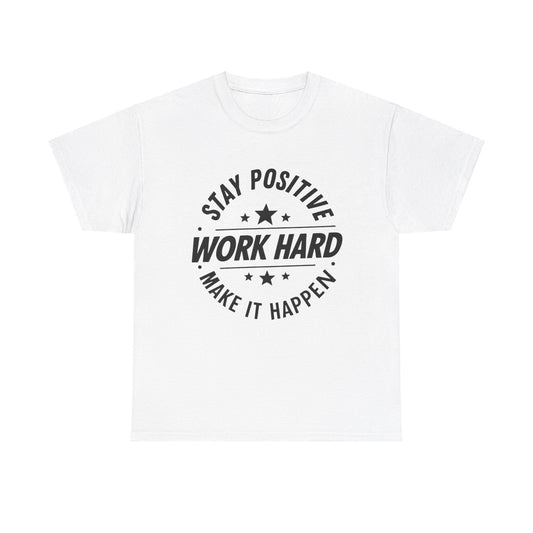 Stay Positive Printed T Shirt with Hearts