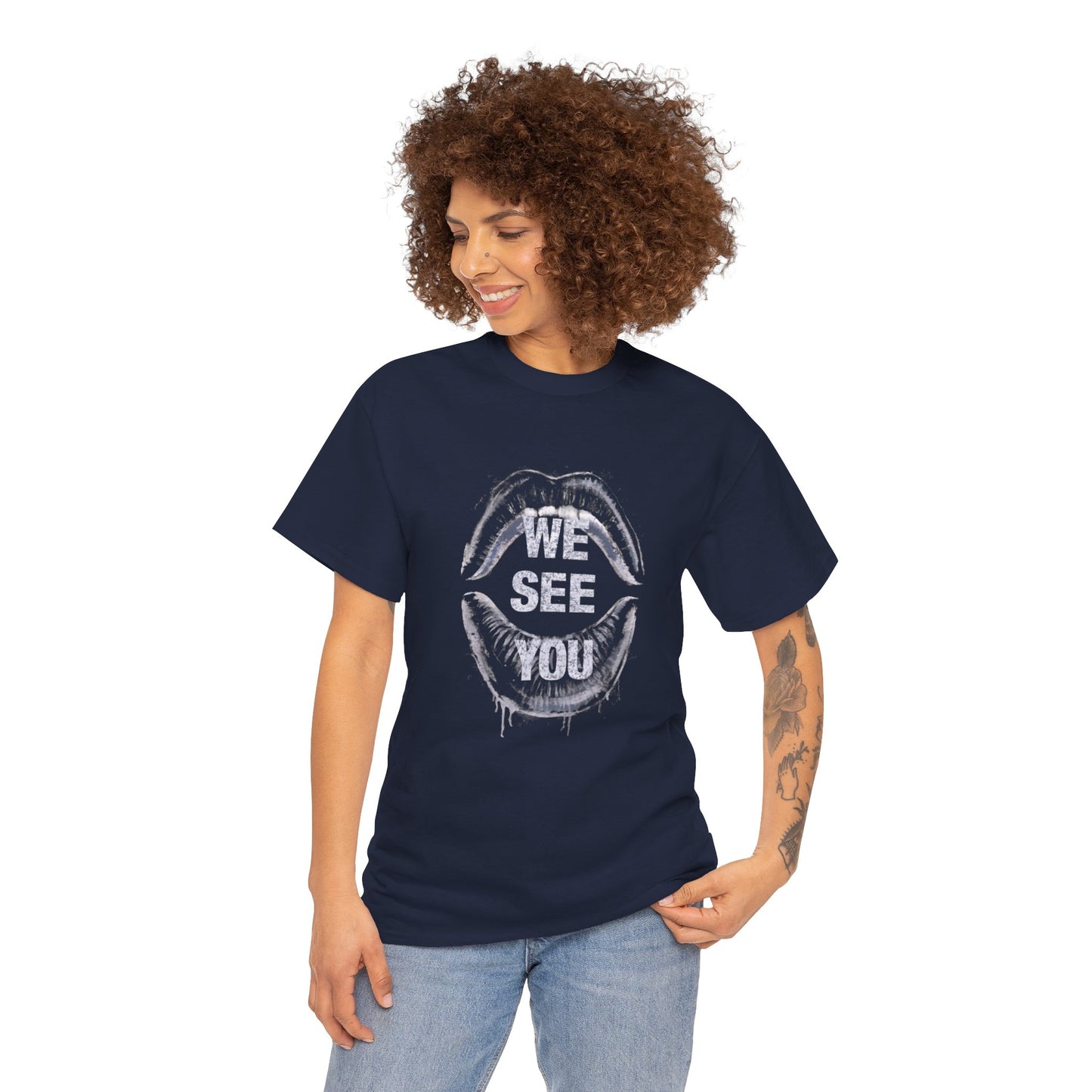 WE See You Printed T Shirt with Hearts