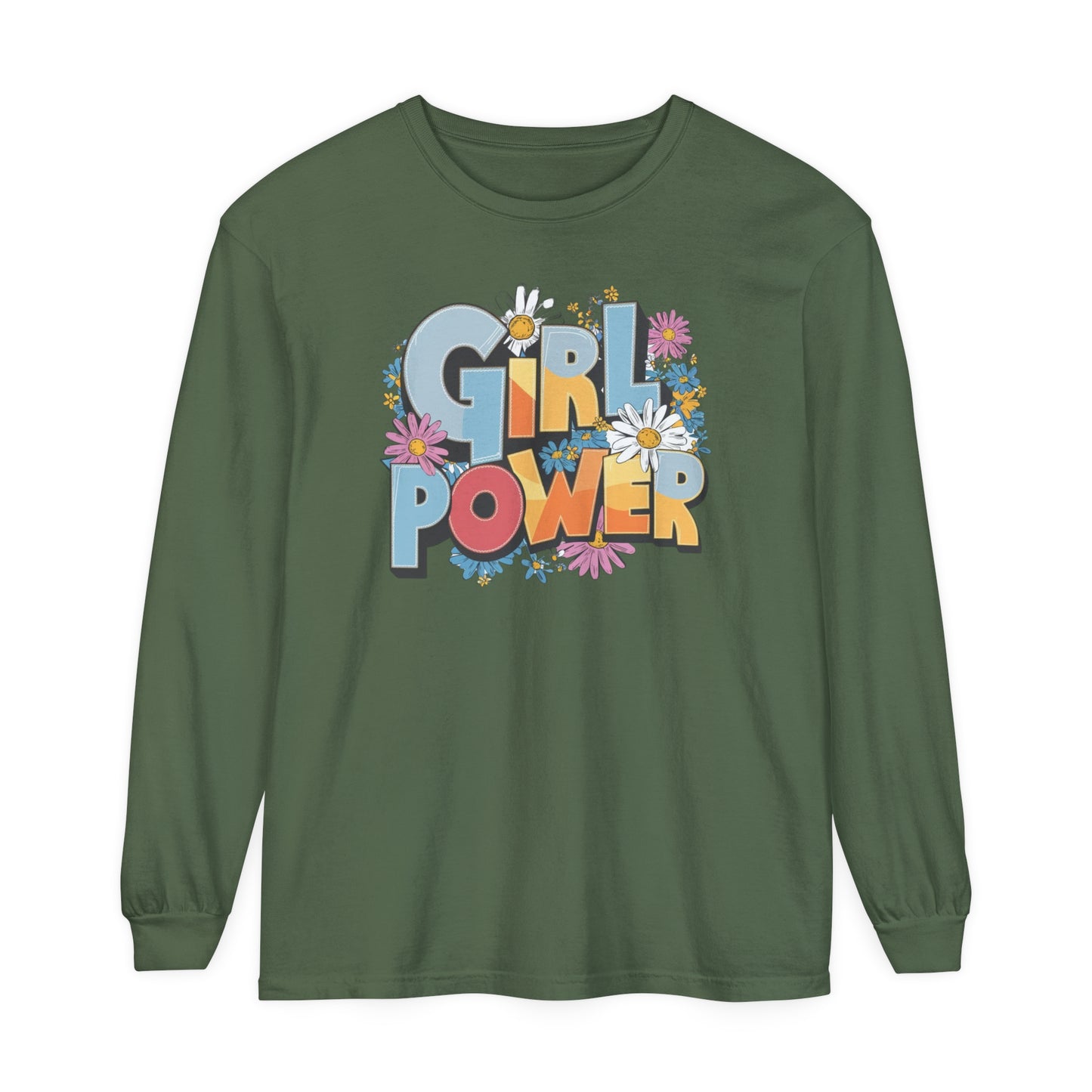 Girl Power Women Garment-dyed Long Sleeve T-Shirt