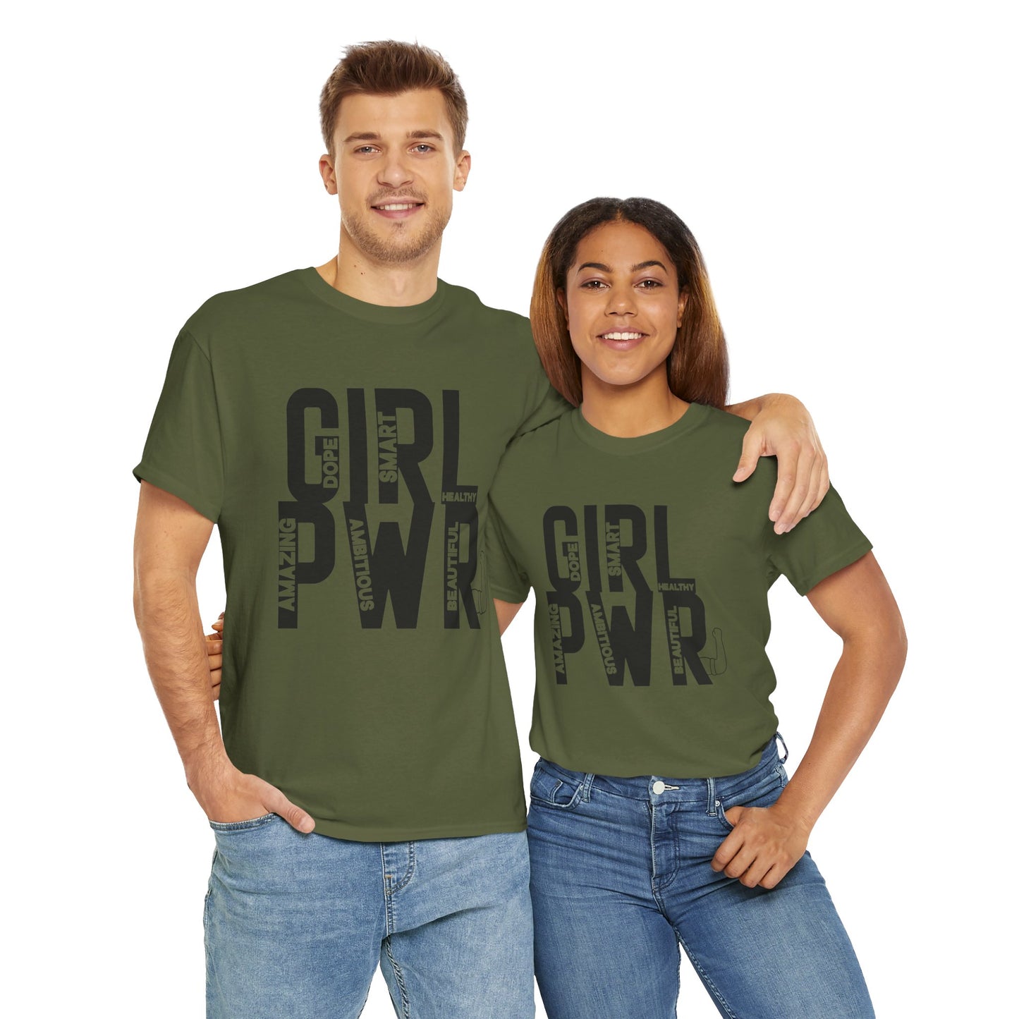 GIRL PWR Printed T Shirt with Hearts